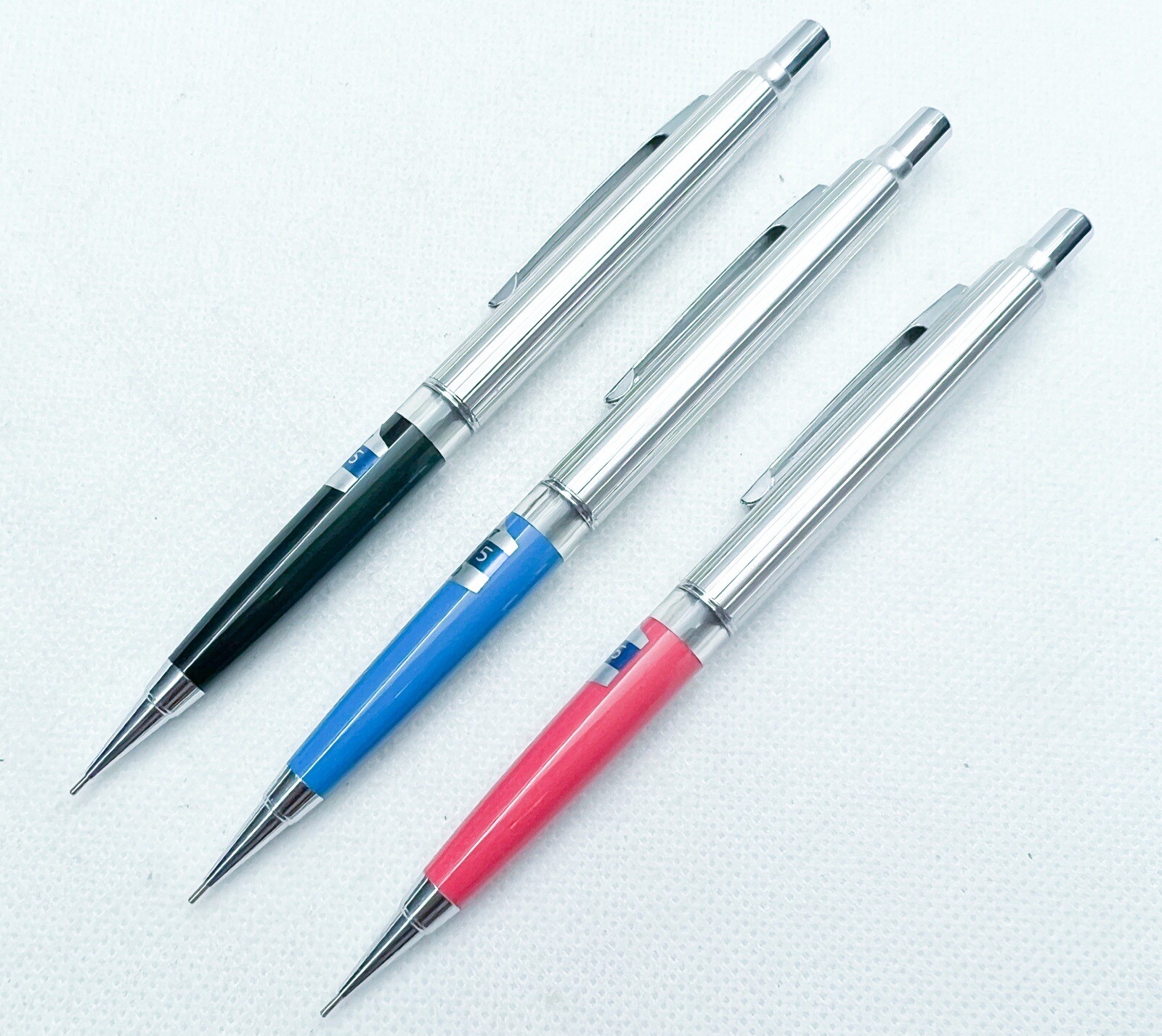 NOS Newman 3pcs window Mechanical Pencil 0.5mm retractable sliding sleeve