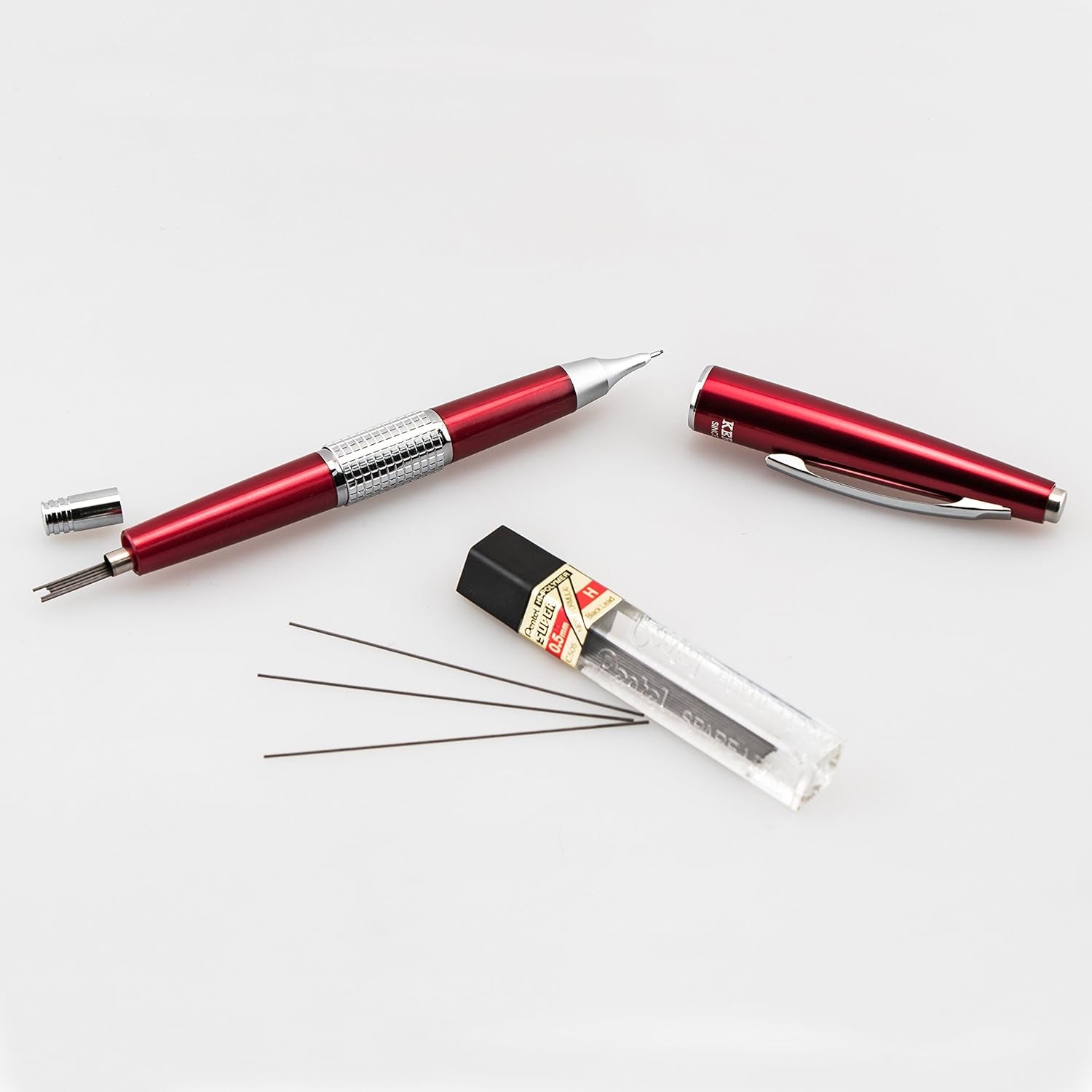 Pentel Sharp Kerry Automatic Pencil, 0.5mm Lead Size, Red Barrel, 1 Each