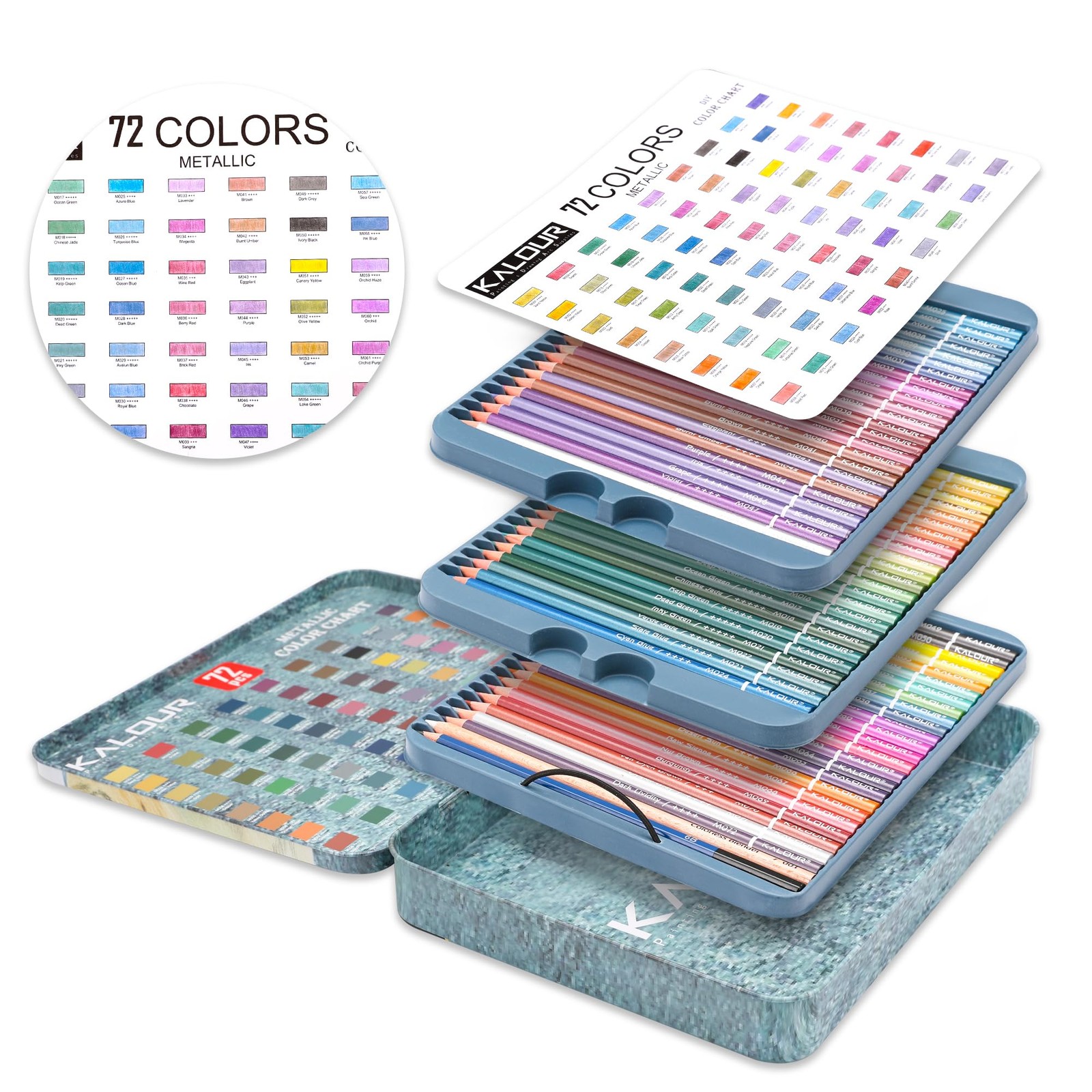 KALOUR 72 Piece Metallic Colored Pencils, 72 Count (Pack of 1), Multicolor