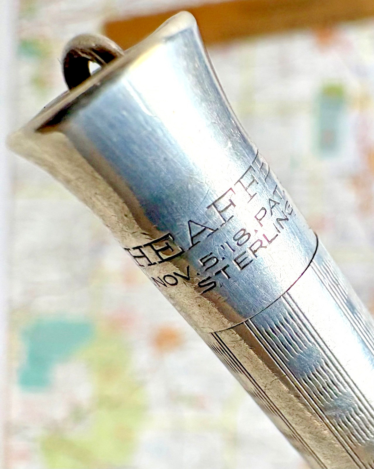 Vintage 1920s Sheaffer’s Ring top Pencil with Machined Pattern, Sterling Silver