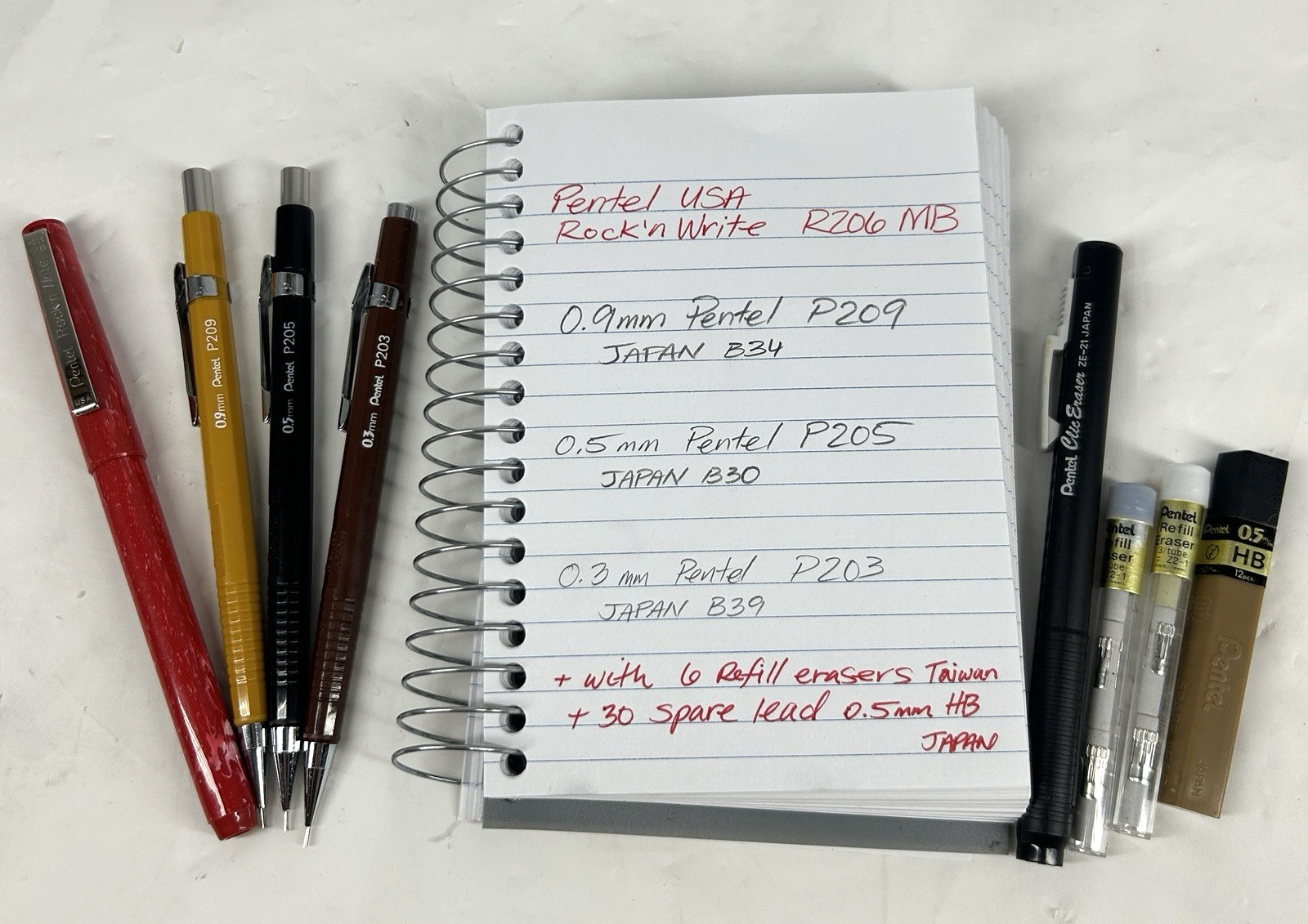Pentel Mechanical Pencil Lot Drafting Drawing VTG Japan P203 P205 P209 w/Refills