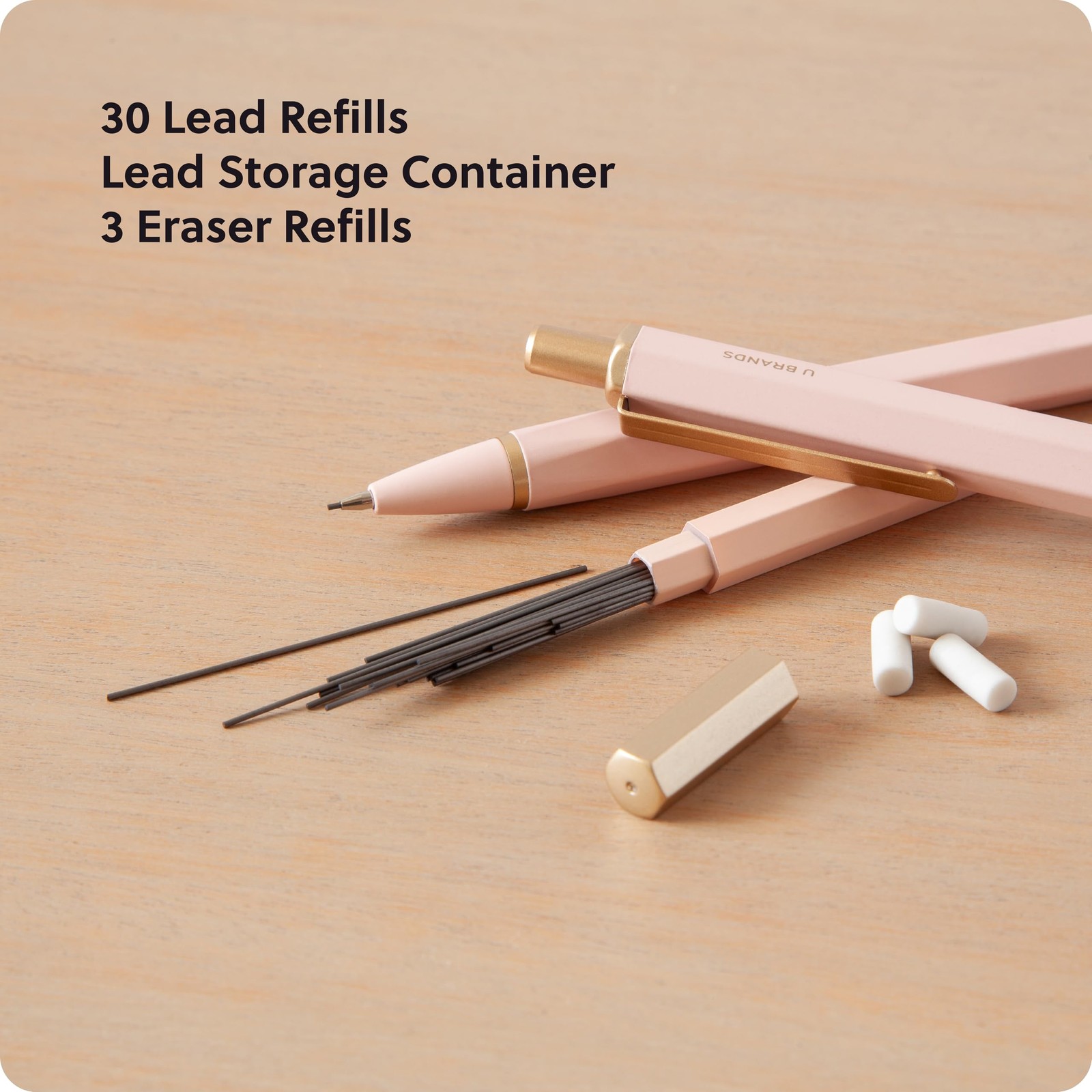 U Brands Cambria Mechanical Pencils, Set of 1 Count (Pack 2), Blush Pink
