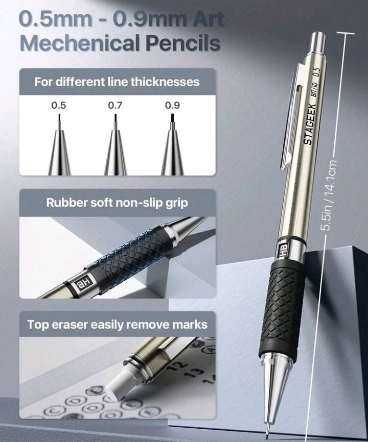 34PCS Art Mechanical Pencil Set, Drafting Pencil 0.5, 0.7, 0.9MM & 3PCS 2.0MM…
