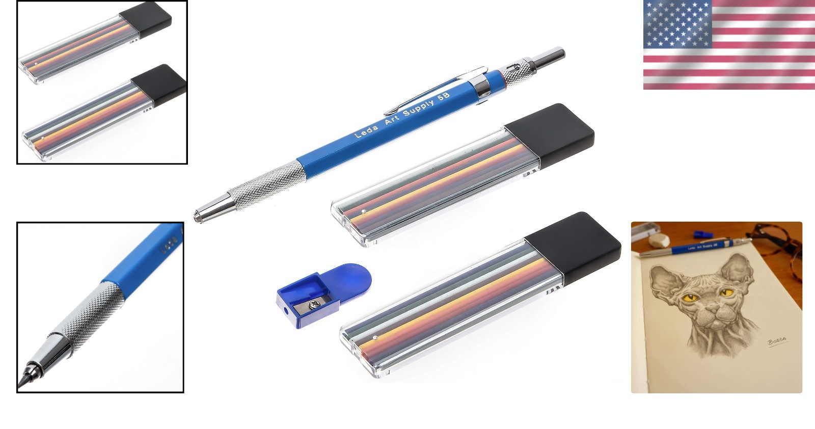 Leda Multi-Lead Mechanical Pencil with Sharpener – Elegance Meets Functionality
