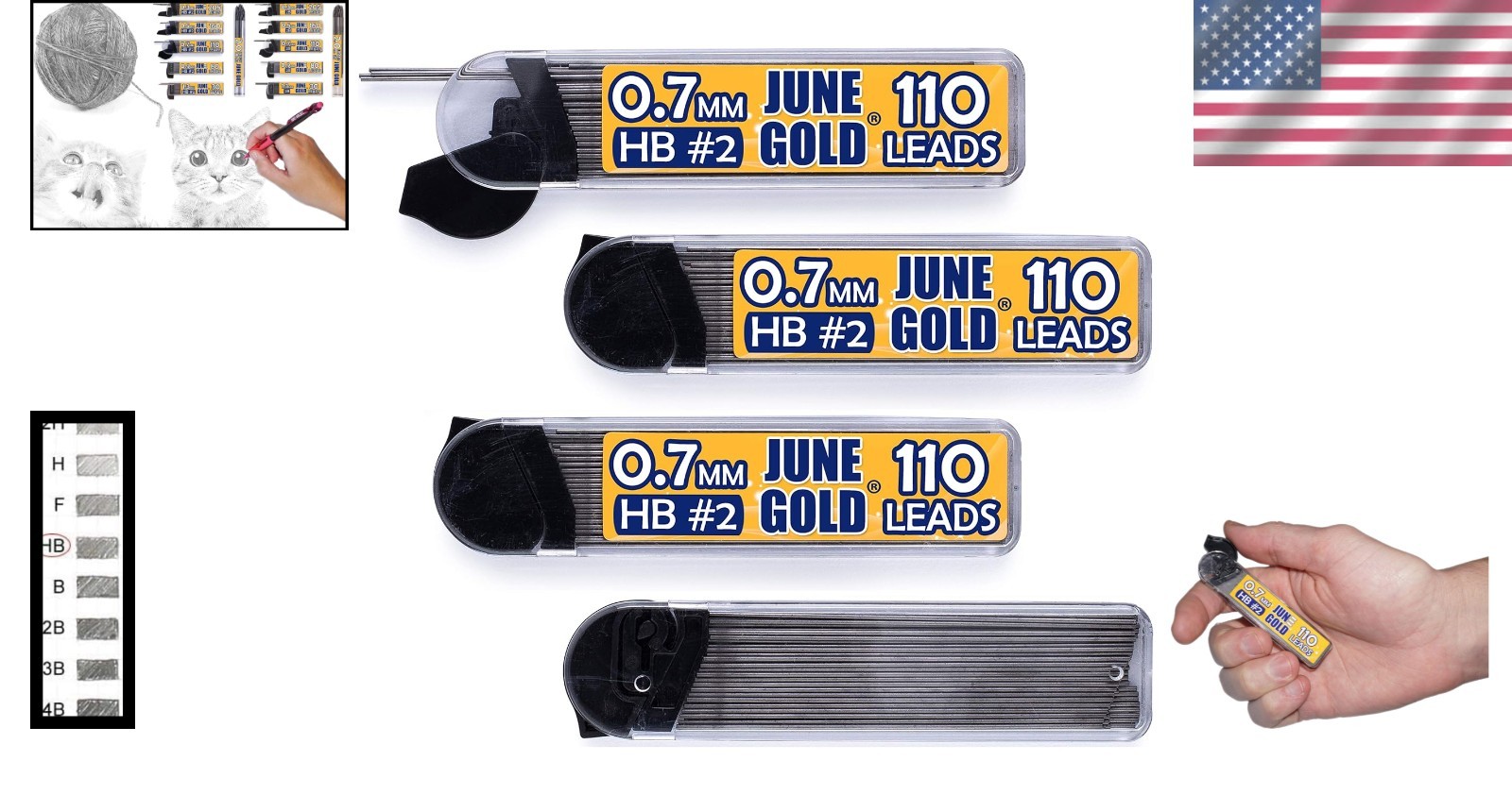 440 HB Graphite Lead Refills – 0.7mm Medium Thickness, 4 Dispensers Included