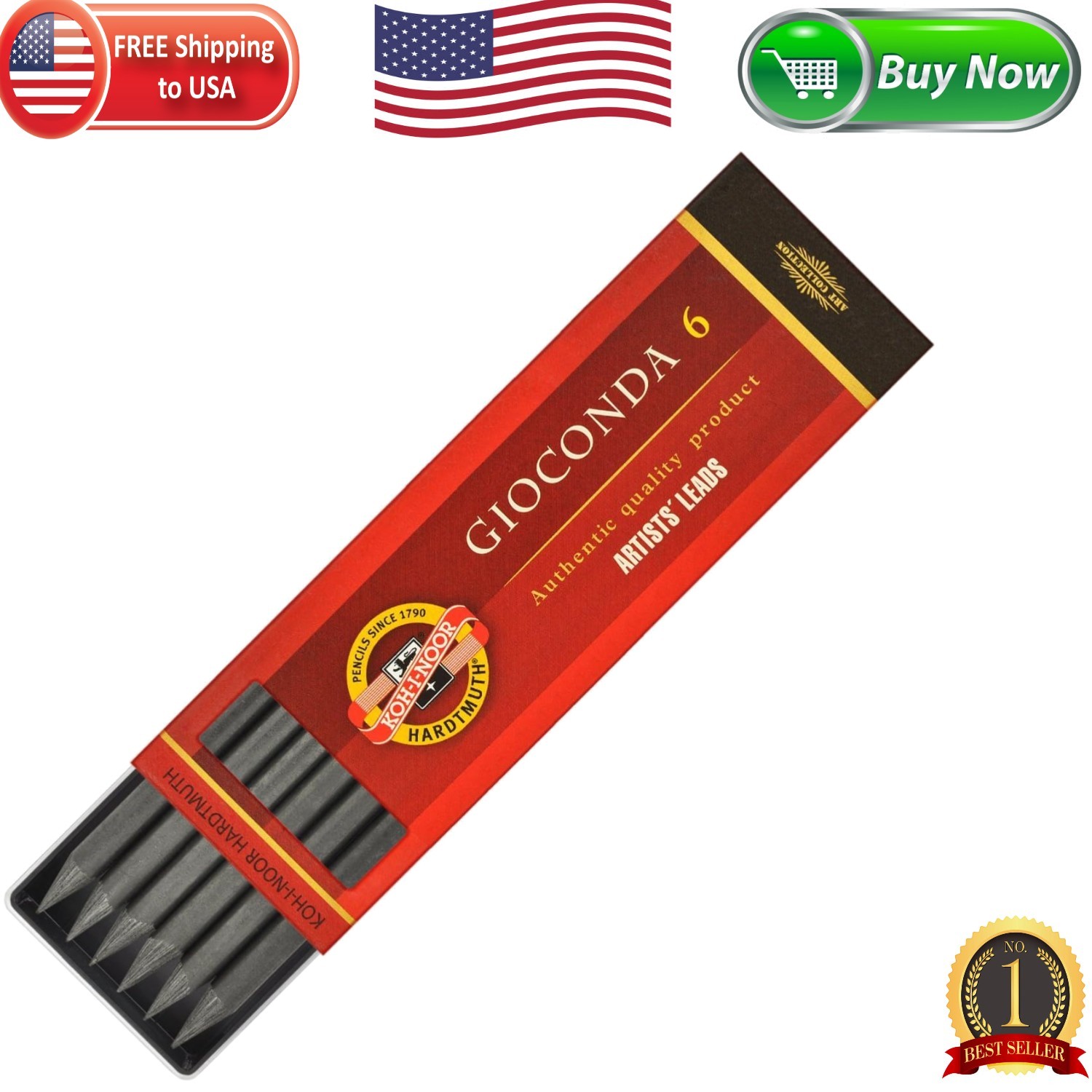 Artisan Quality 6 Gioconda Graphite Leads – 2B for Drawing Excellence