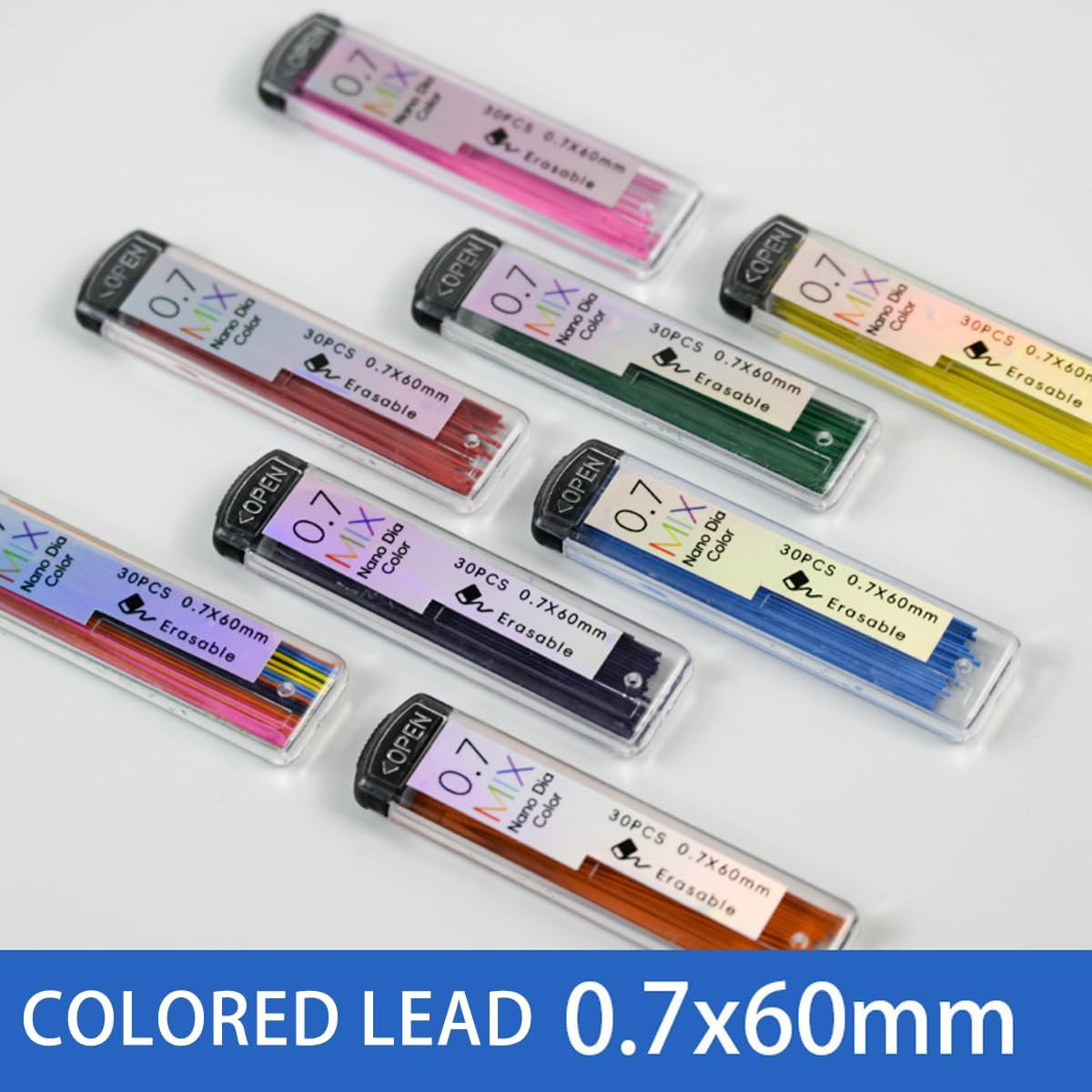 Color Mechanical Pencil Leads 0.7Mm 7 Color Set, 8 Pack/Total 240 Leads with Eco
