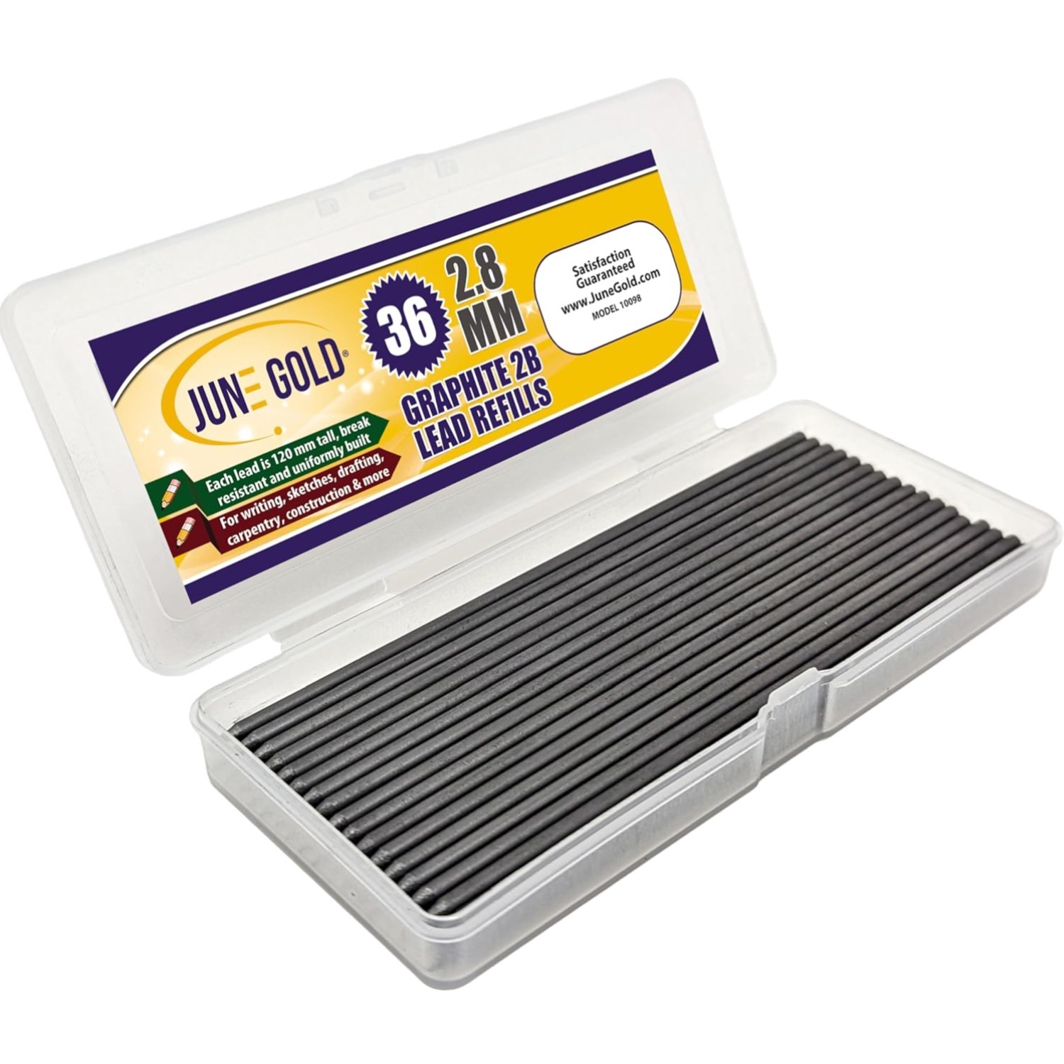 8 mm 2B Lead Refills, 36 Count, Break Resistant, Mechanical Pencil
