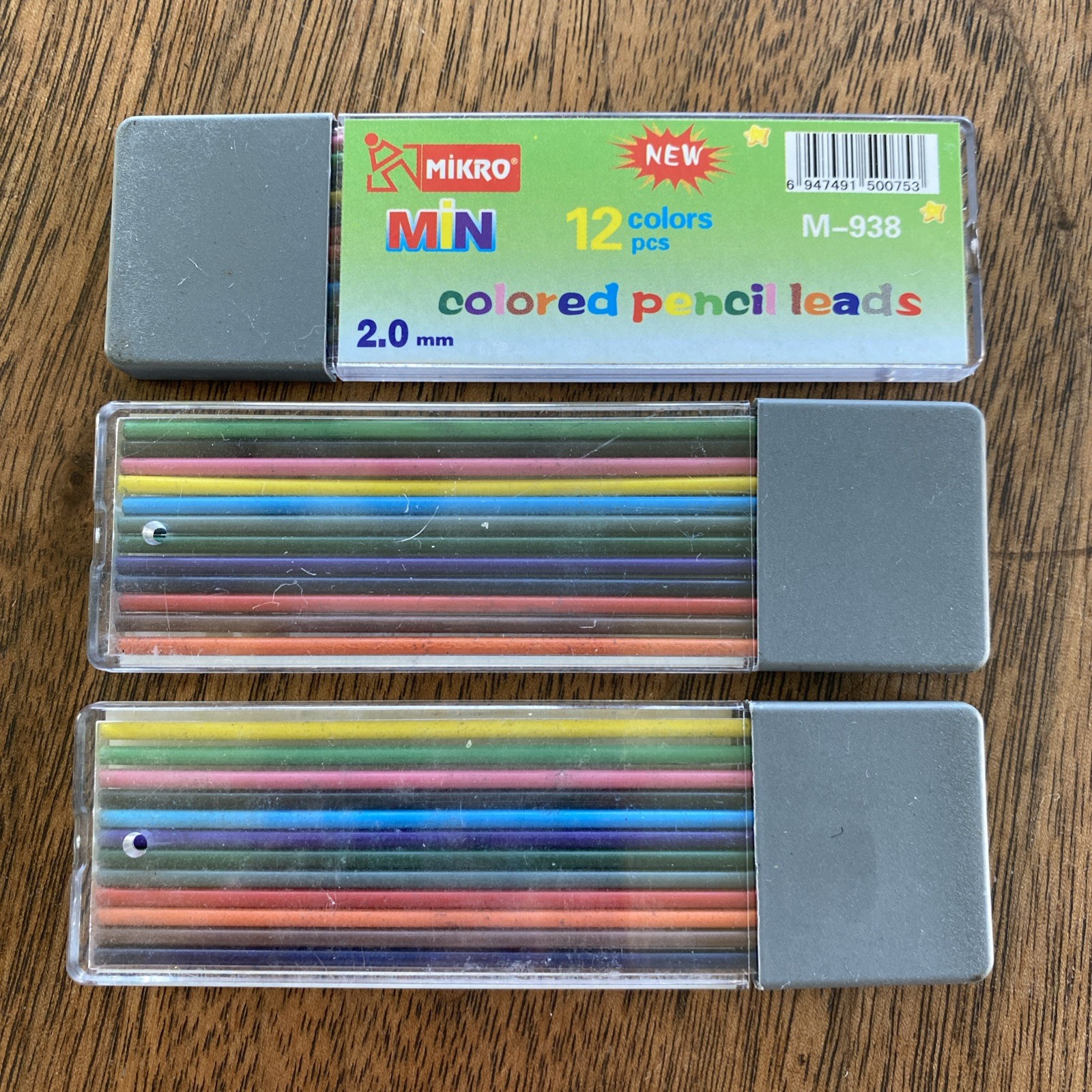 Mikro 2mm Colored Pencil Leads Refills, 3 Packs Of 12 Each Mechanical Pencil