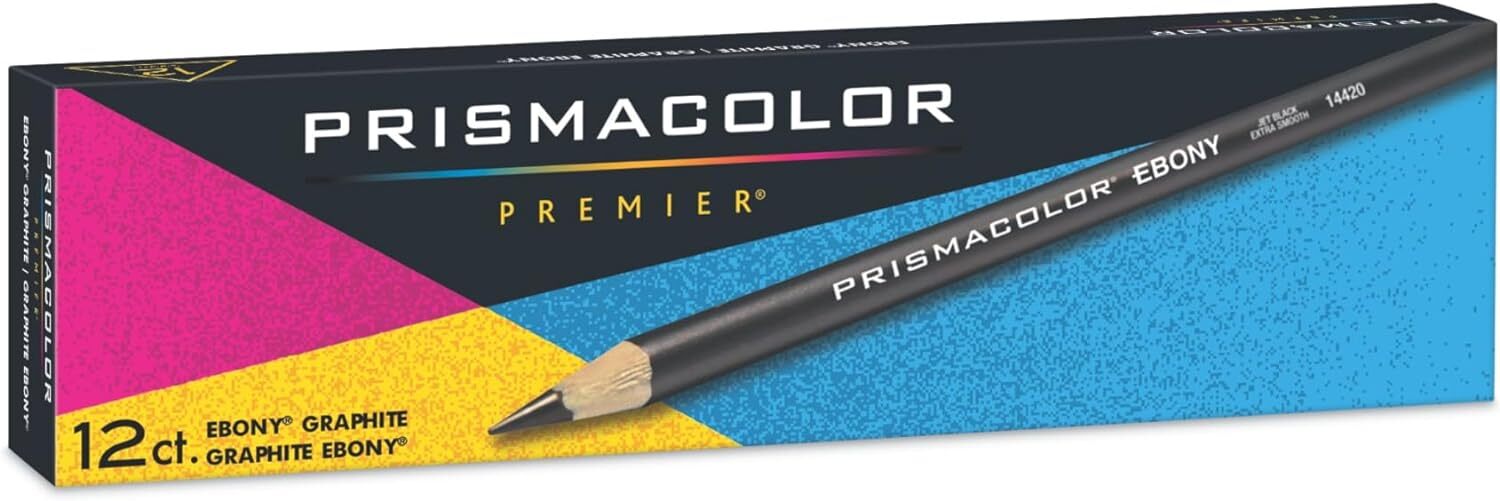 Prismacolor Ebony Graphite Drawing Pencils, 12 Count (Pack of 1), Multicolor