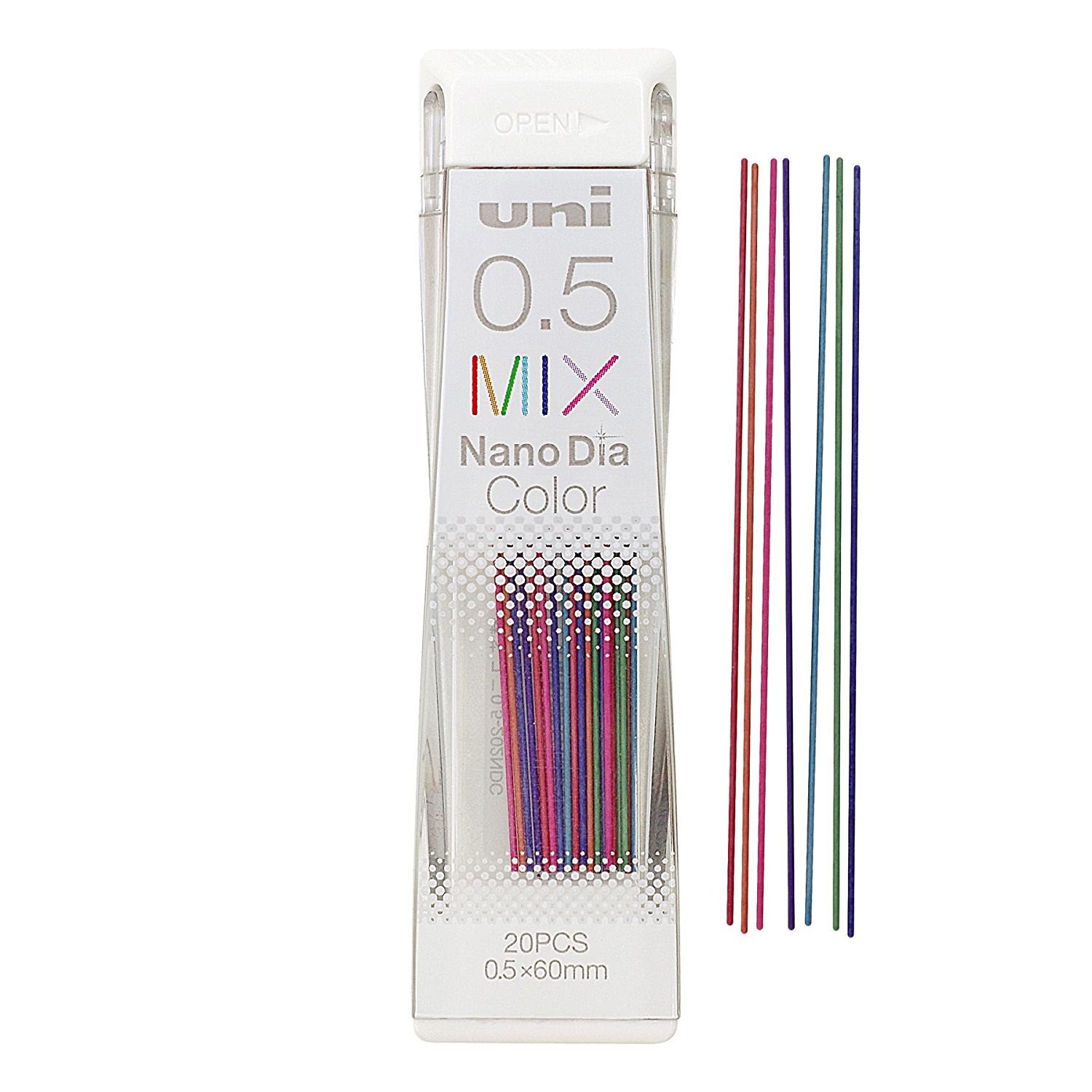 Uni Mechanical Pencil Lead Set 0.5mm NanoDia Color Assorted 20 Piece Leads Set