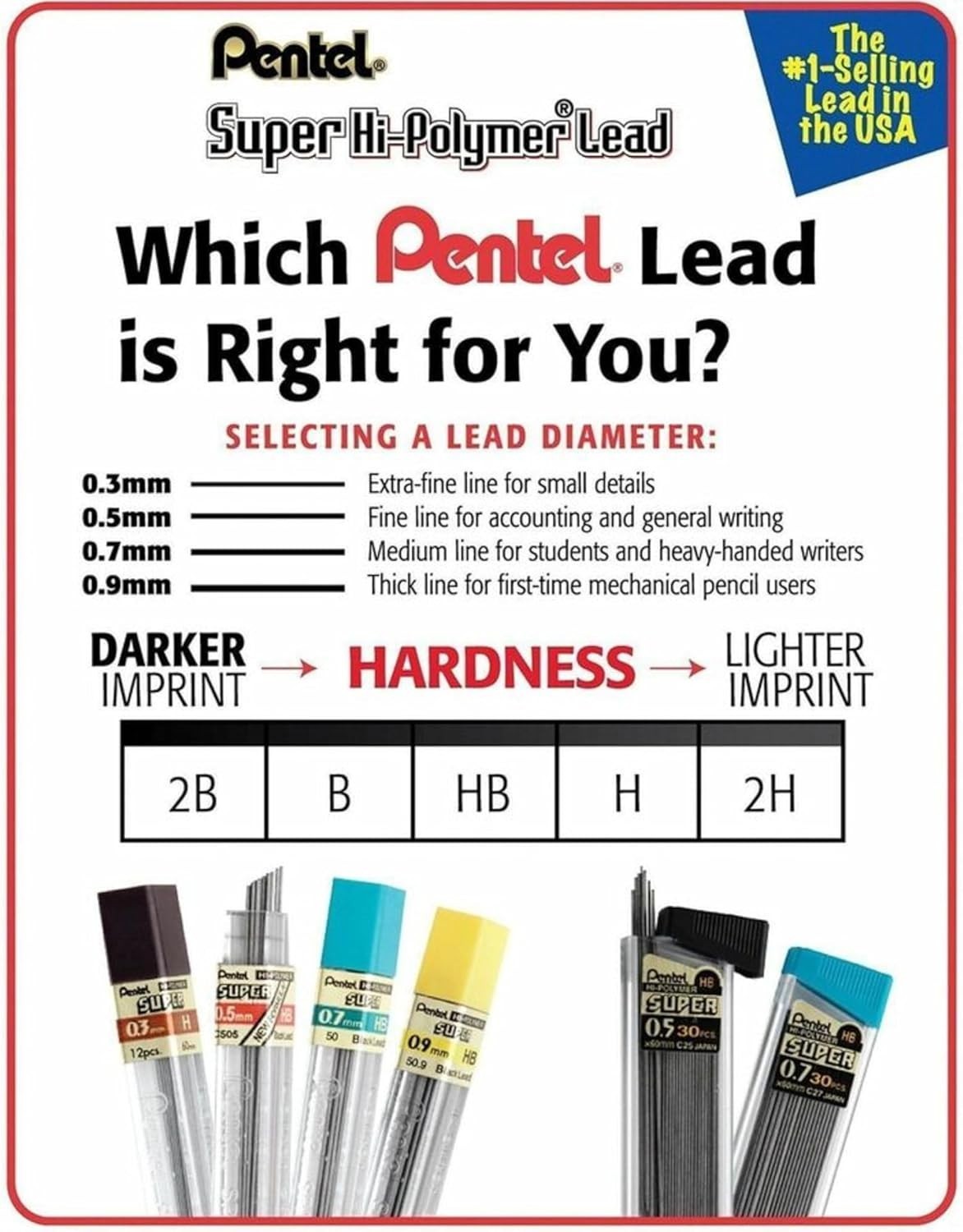 Super Hi-Polymer HB 0.5mm Lead Refills – Pack of 90 for Smooth Writing
