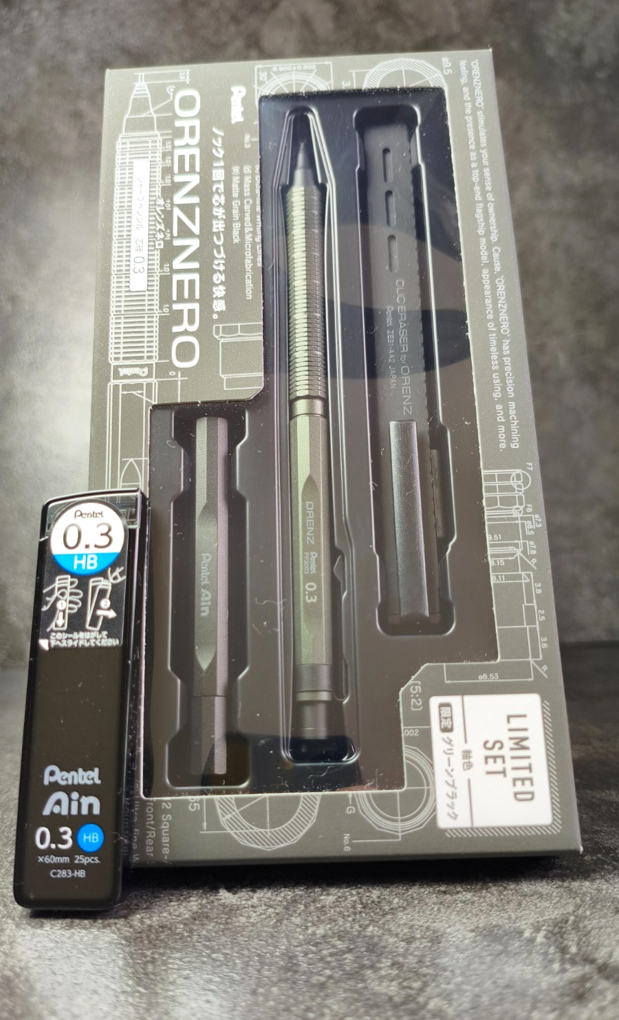 Pentel Orenznero Limited Special Set 0.3mm Rare Green Black PP3003-DAST Japan