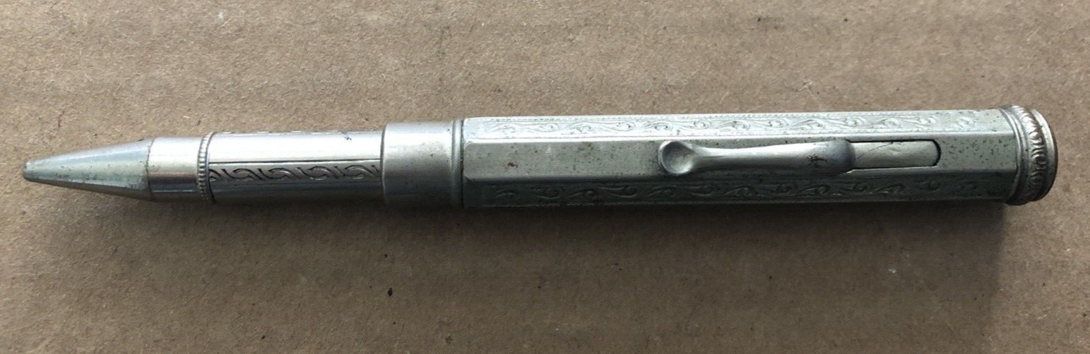Vintage GERMANY Mechanical Pencil Silver Tone Fancy Art Deco 4 FOUR COLOR
