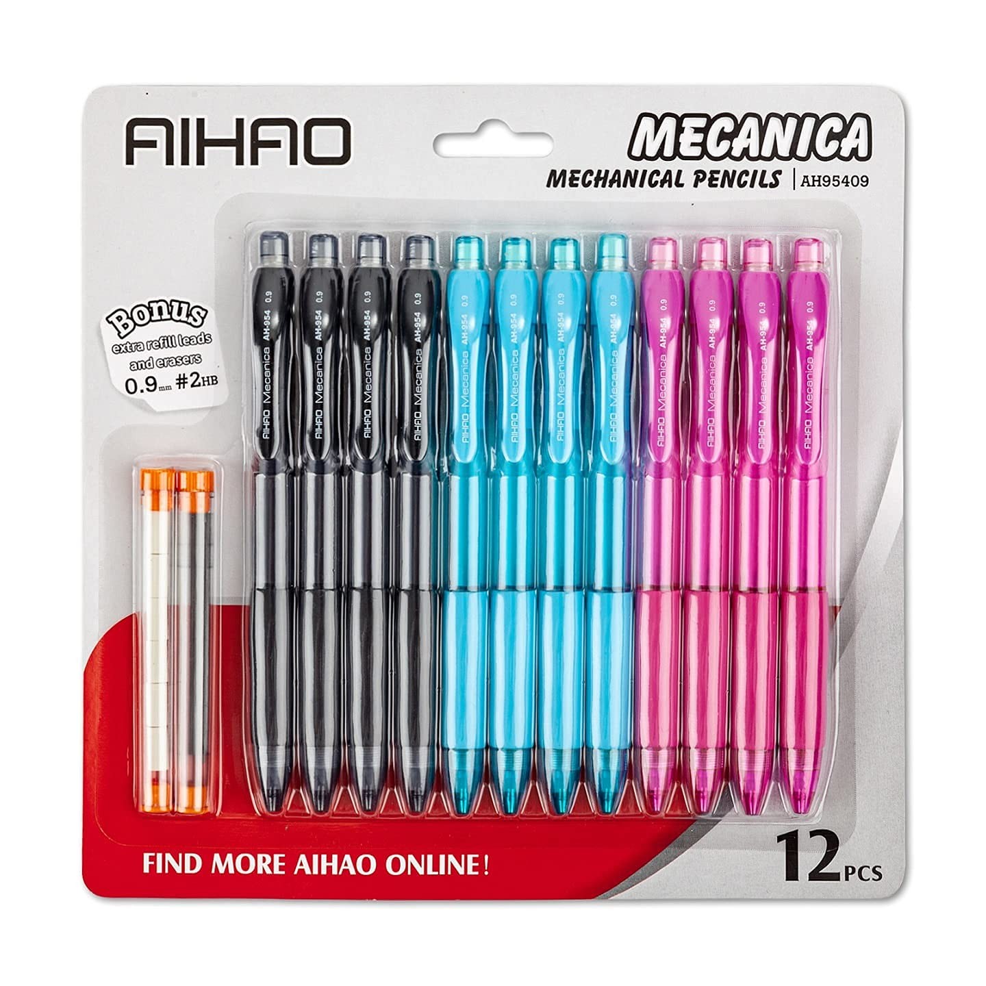 Mechanical Pencil 0.9, Thick Point, HB lead pencils with refills and cap eras…
