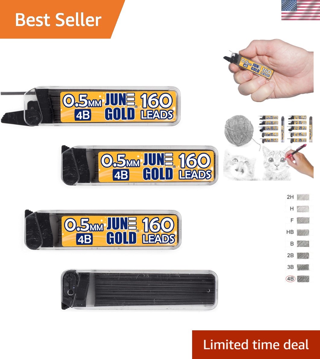 4 Dispenser Set: 640 Superior 0.5mm 4B Lead Refills – Smooth Writing Experience