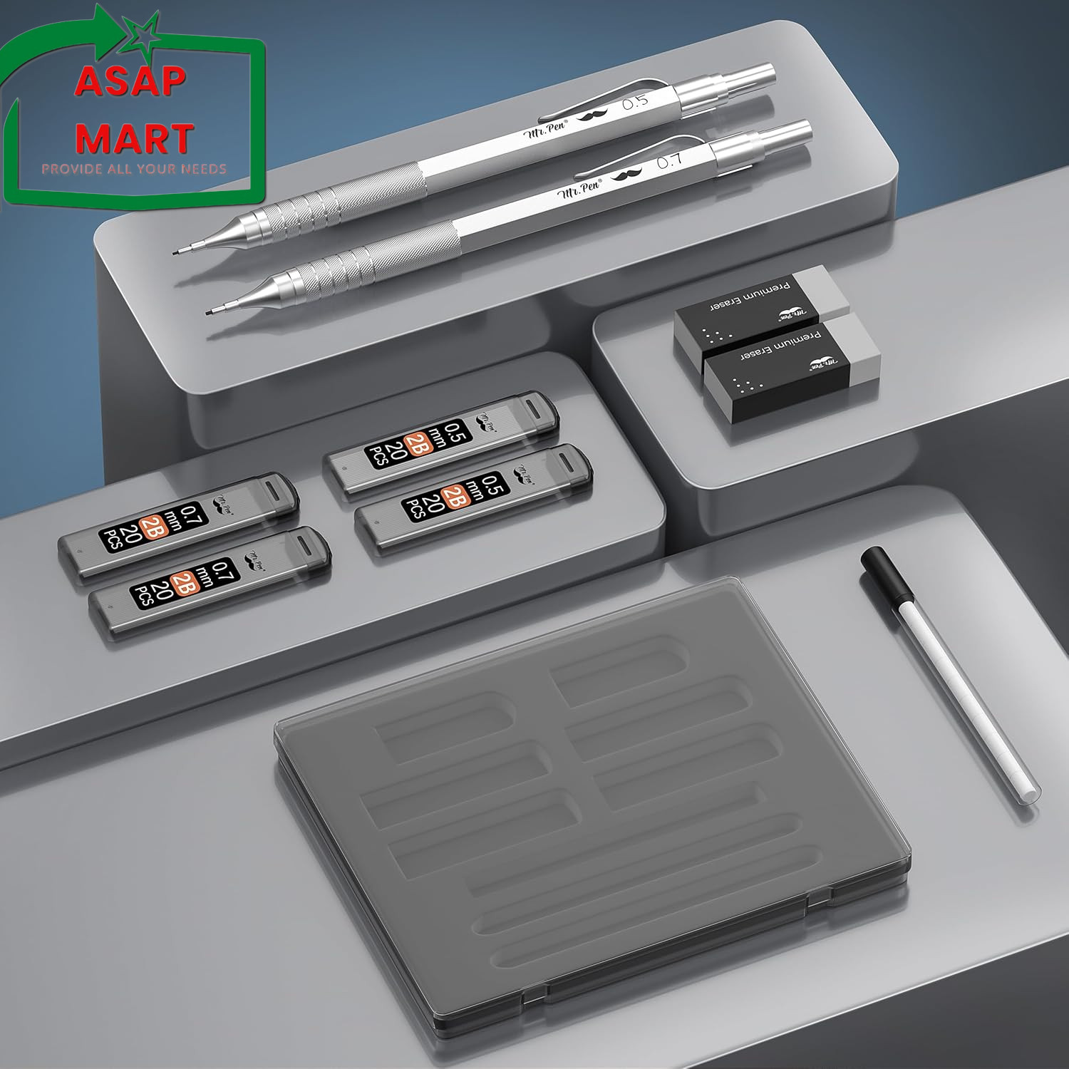 Mr. Pen- Metal Mechanical Pencil Set, 2 Sizes, 0.5 & 0.7Mm, Mechanical Pencils,
