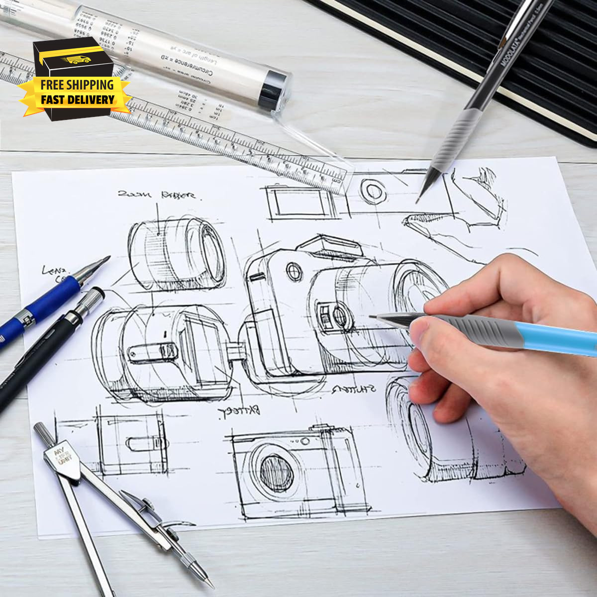 0.5MM Mechanical Pencil Set, Lead Pencils 0.5Mm for Student and Artist Drawing,