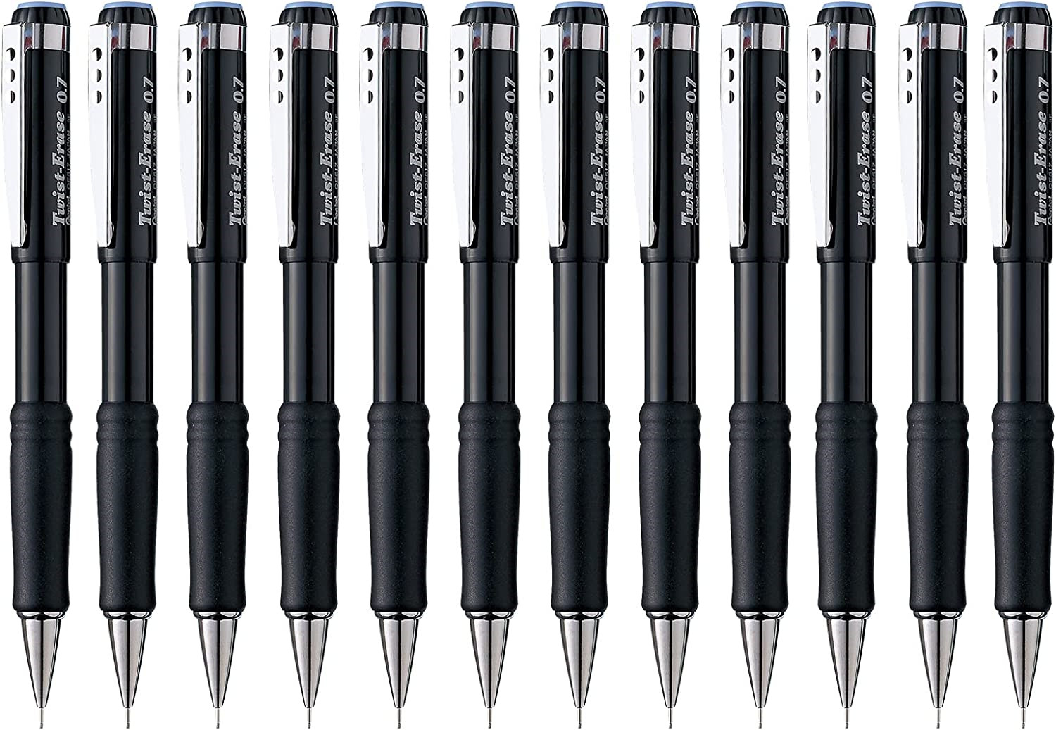 Pentel Twist-Erase III Mechanical Pencil, 0.7mm, Black Barrel, 12 Pack QE517A-12