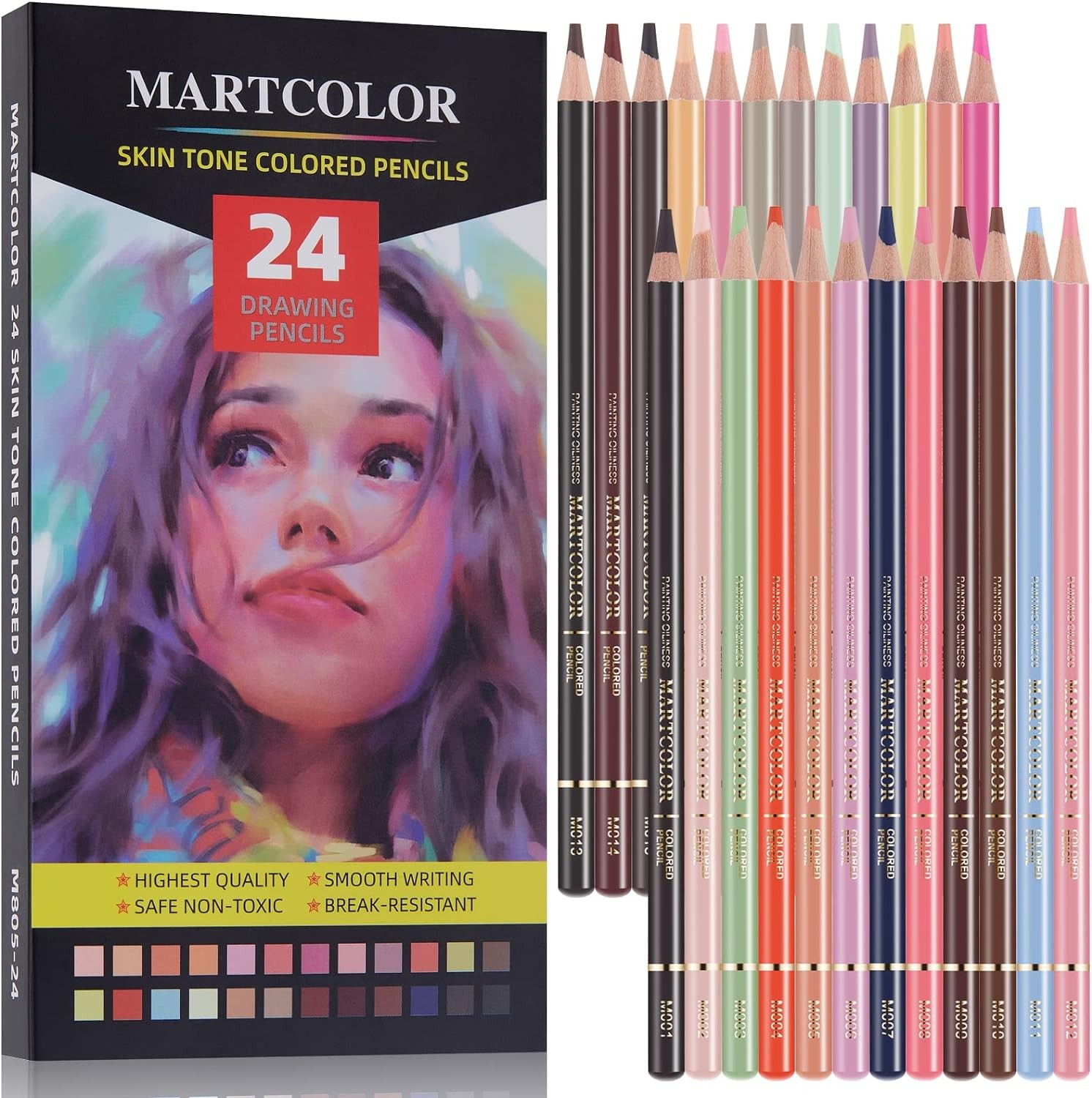 24 Colors Skin Tone Colored Pencils for 24 Count (Pack of 1), 24