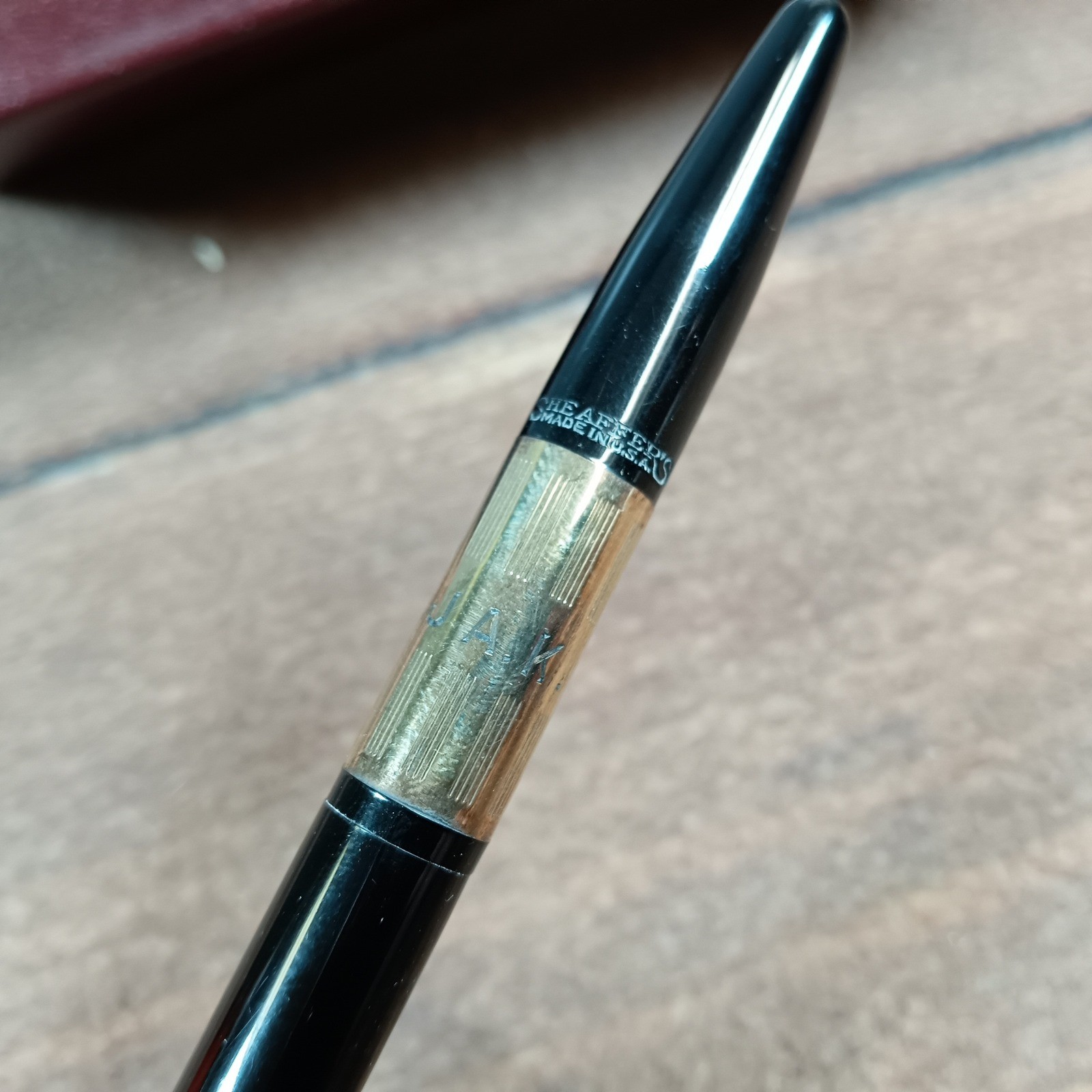 Sheaffer’s Mechanical Pencil Black Good Vintage Gold Band With Box