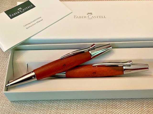 Faber Castell Pencil & Pen SET Emotion Chrome Pear Wood Brown New (w/flaw)