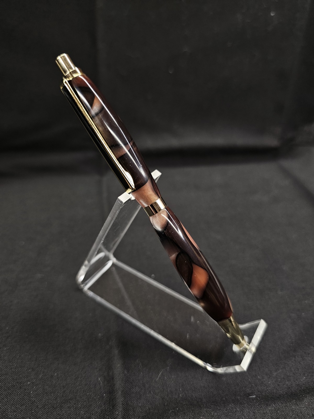Slimline Mechanical Pencil In Gold with A Rose Swirl Acrylic
