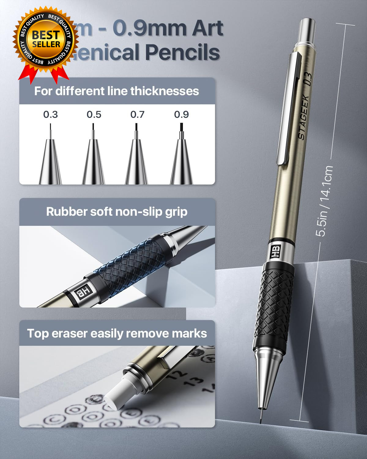37PCS Art Mechanical Pencil Set Drafting Pencil 5 Sizes Mechanical Drawing