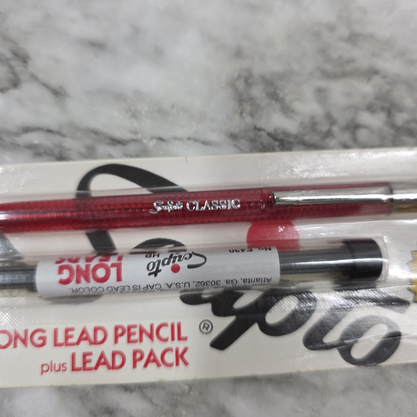Vtg Scripto Long Lead Pencil & Lead Pack B319 NOS Red Clear 1985 New Old Stock