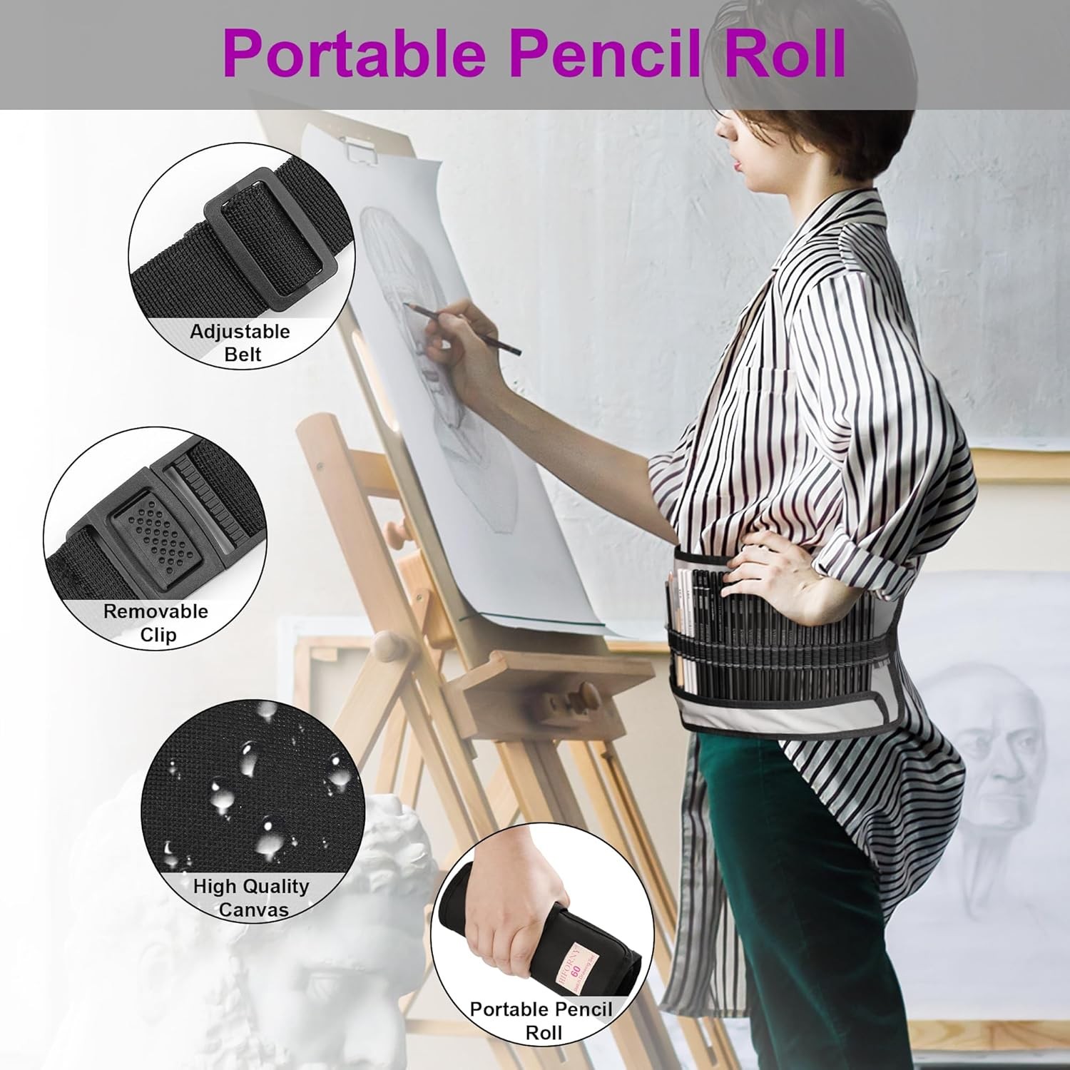 HIFORNY 60 Pcs Drawing Kit Sketching Pencil Set,Sketch Pencils Art Black