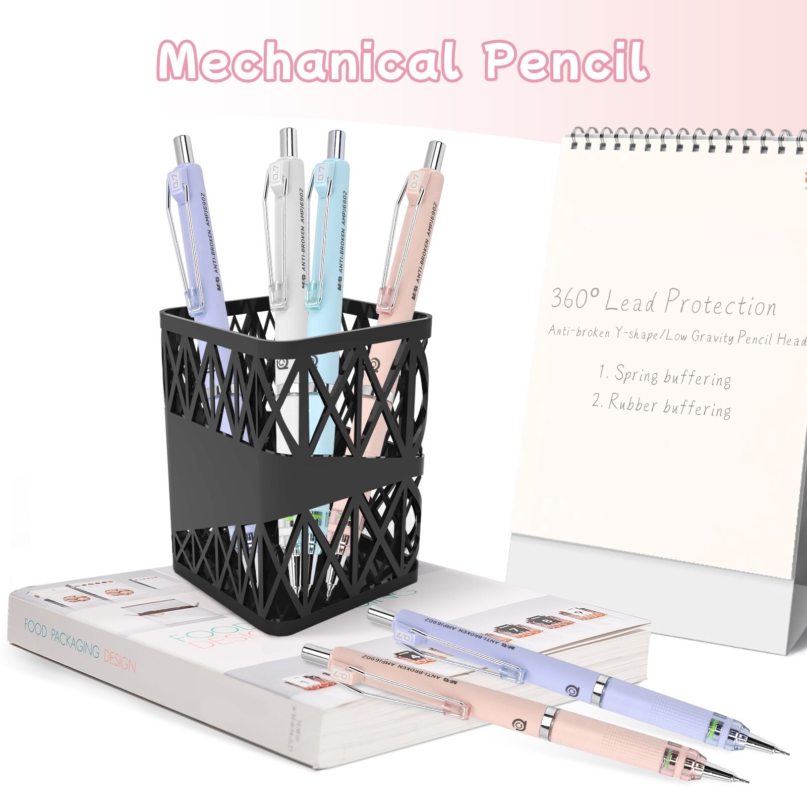 Mechanical Pencil 0.7MM, Extra Lead Protection, 4-Count