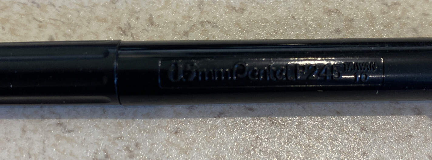 Vintage Pentel P245 Mechanical Pencil 0.5mm Black Barrel NOS