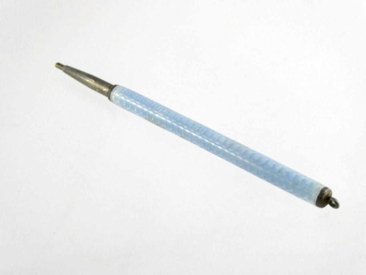 Vintage Gullioche Pale Blue Enamel Pencil Screwend Lead Up and Down