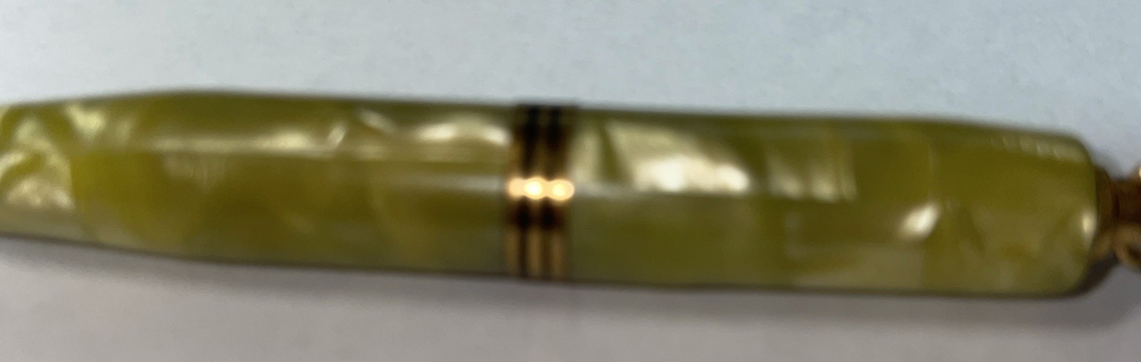 Vtg Art Deco Mechanical Pencil Green Marbled Celluloid w/Ring Top Golf Pencil