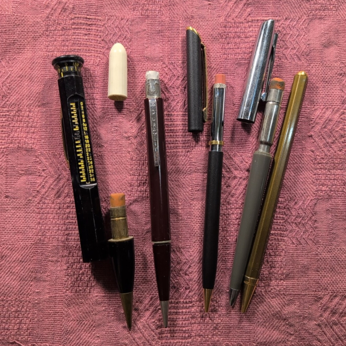 Vintage Mechanical Pencil Lot – Roller Rule – Durolite – Quill – Unbranded