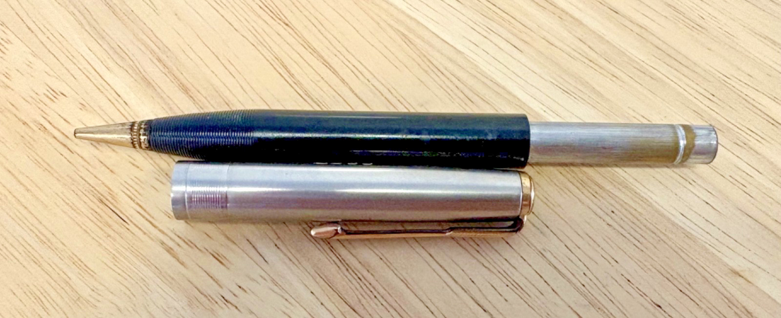 Vintage Parker 51 Mechanical Pencil Black Barrel Brushed Steel Cap