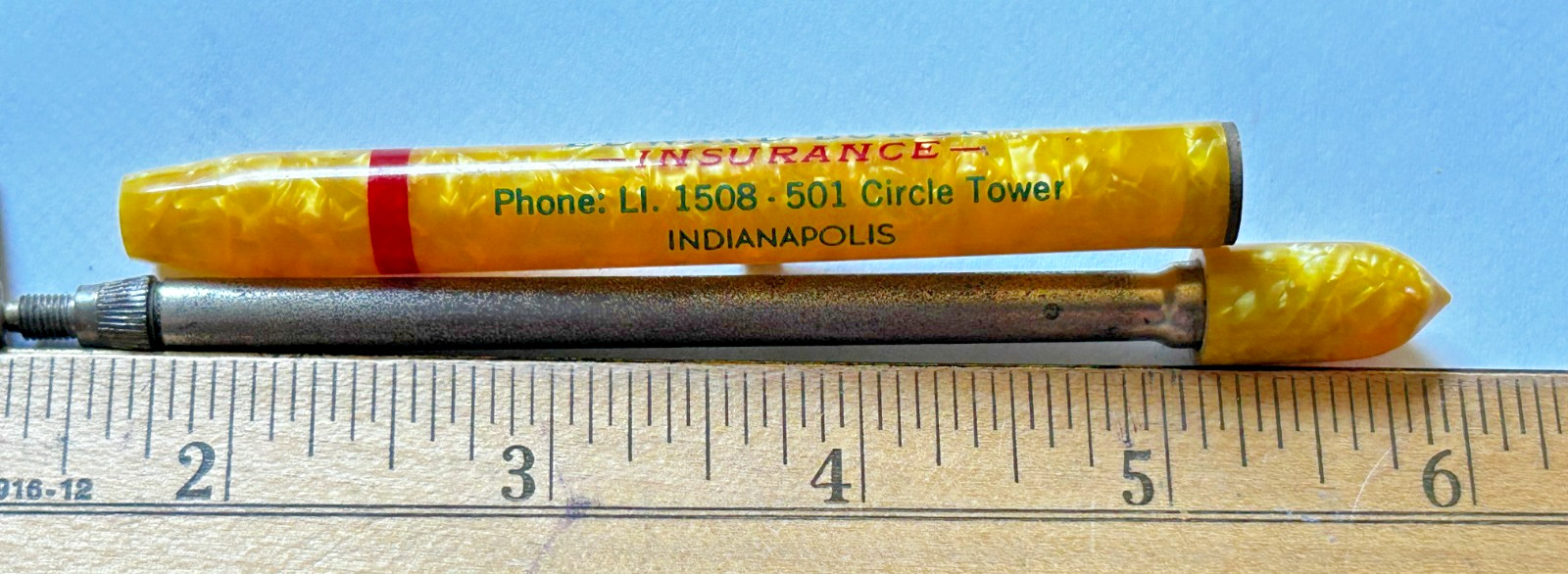 VINTAGE ADVERTISING MECHANICAL PENCIL EDWAR BOREN INSURANCE INDIANAPOLIS INDIANA