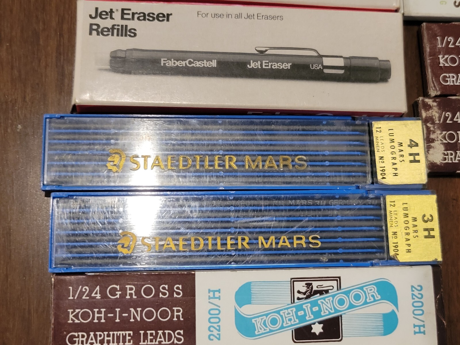 Vintage Drawing Leads Lot: Venus 2H 4H 2220 H Staedtler 3H 4H Faber Jet Erasers