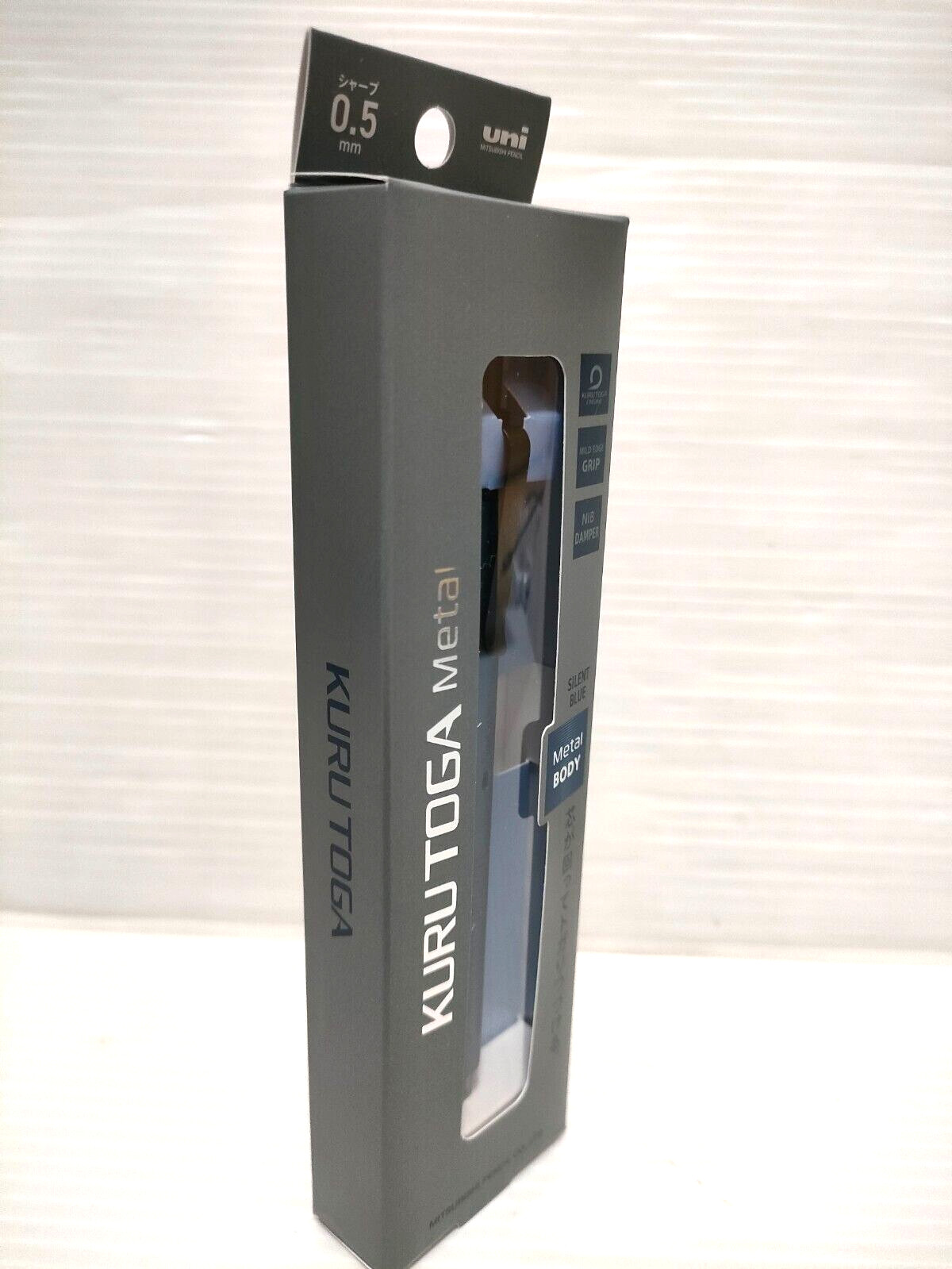 Uni Kuru Toga Metal 0.5mm Mechanical Pencil M5-KH Silent Blue Kurutoga Gift