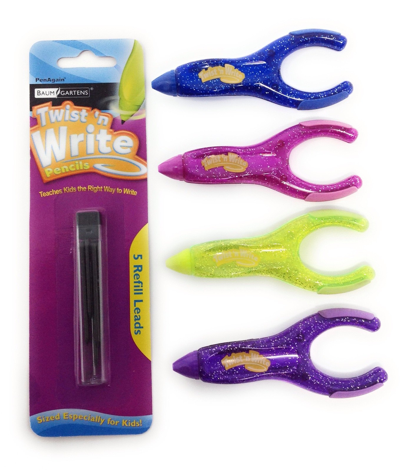 4 PCS Twist N Write Mechanical Pencils With 5 Refills 2mm Lead Ergonomic Kid