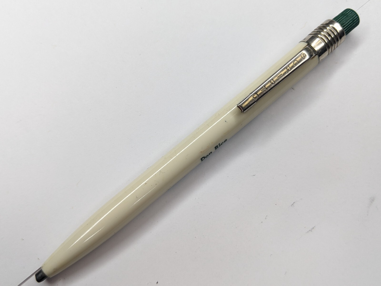 c1960s Scripto 1/8″ Thick Lead Mechanical Pencil Don Rice Bank Advertising G43