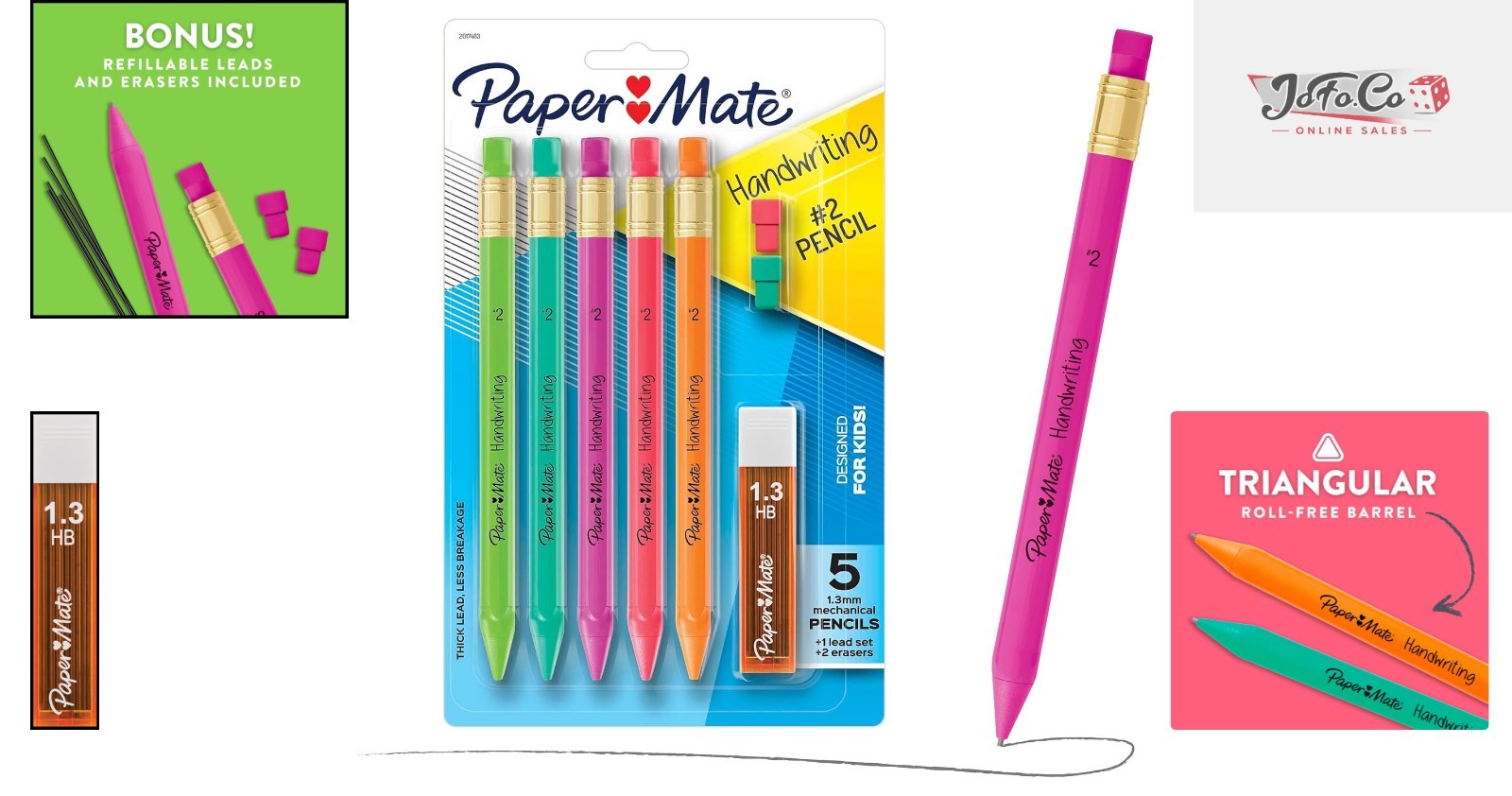 Erasable Triangular Mechanical Pencil Set – Assorted Colors for Kids Writing Joy
