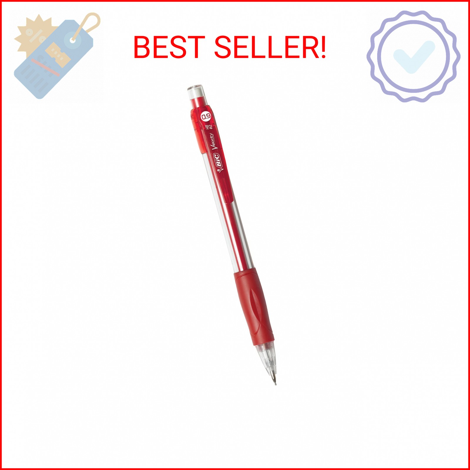 BIC Velocity Strong Lead Mechanical Pencils, With Colorful Barrel, Thick Point (