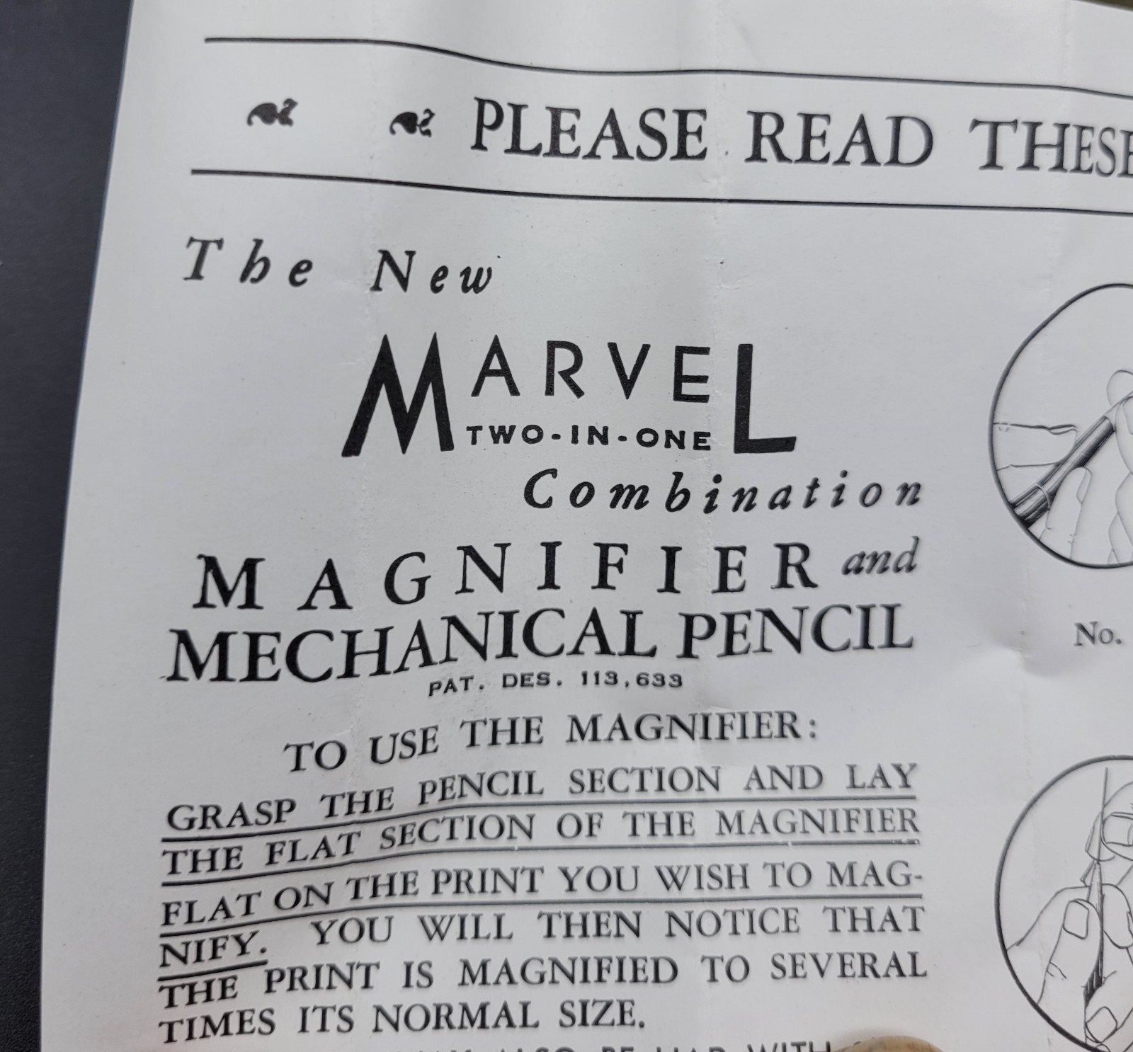New Old Stock Vintage Pencil Pen-N-Pencil Company Red White Blue Magnifying wBox