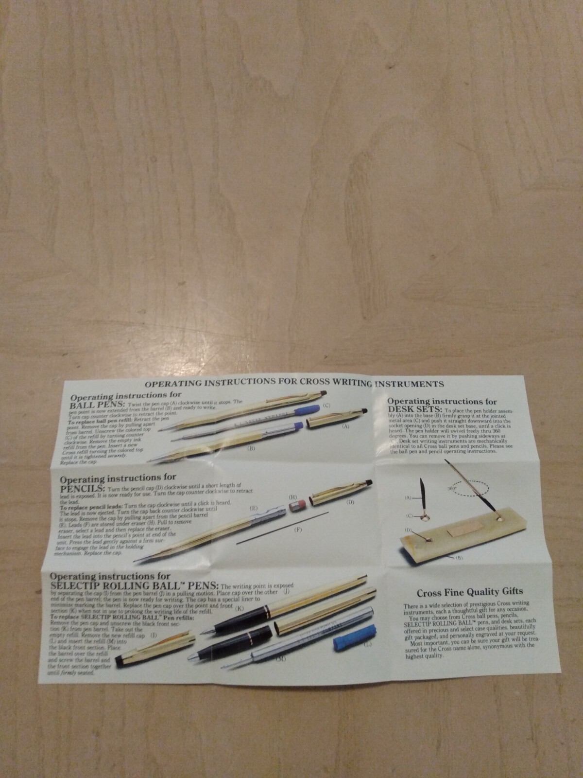 Cross 12K Gold Filled Pencil 6603 Writing Instrument Adjustable Desk Work Study