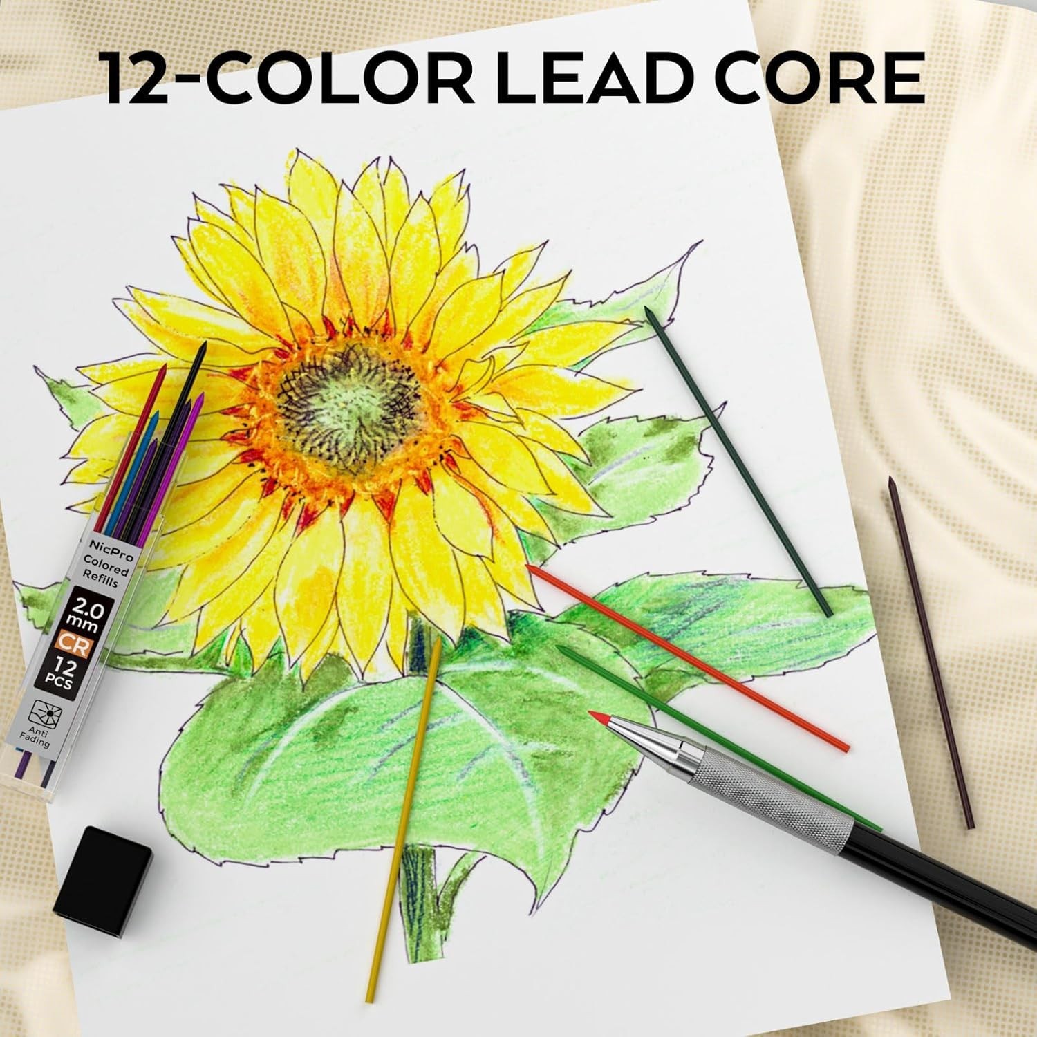 33PCS Metal Mechanical Pencil Set for Artists in an Elegant Leather Case