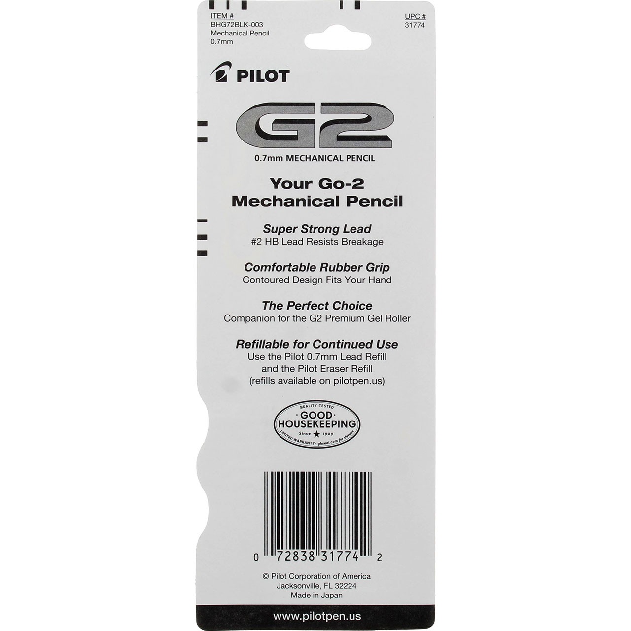 Pilot G2 Retractable Mechanical Pencil, 31774, 0.7 mm, #2HB, 2 Ct