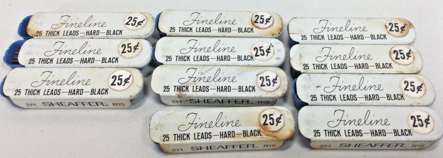NEW Vintage Sheaffer Fineline 25 Thick Leads Hard Black Lot Of 11 Total 275 Lead