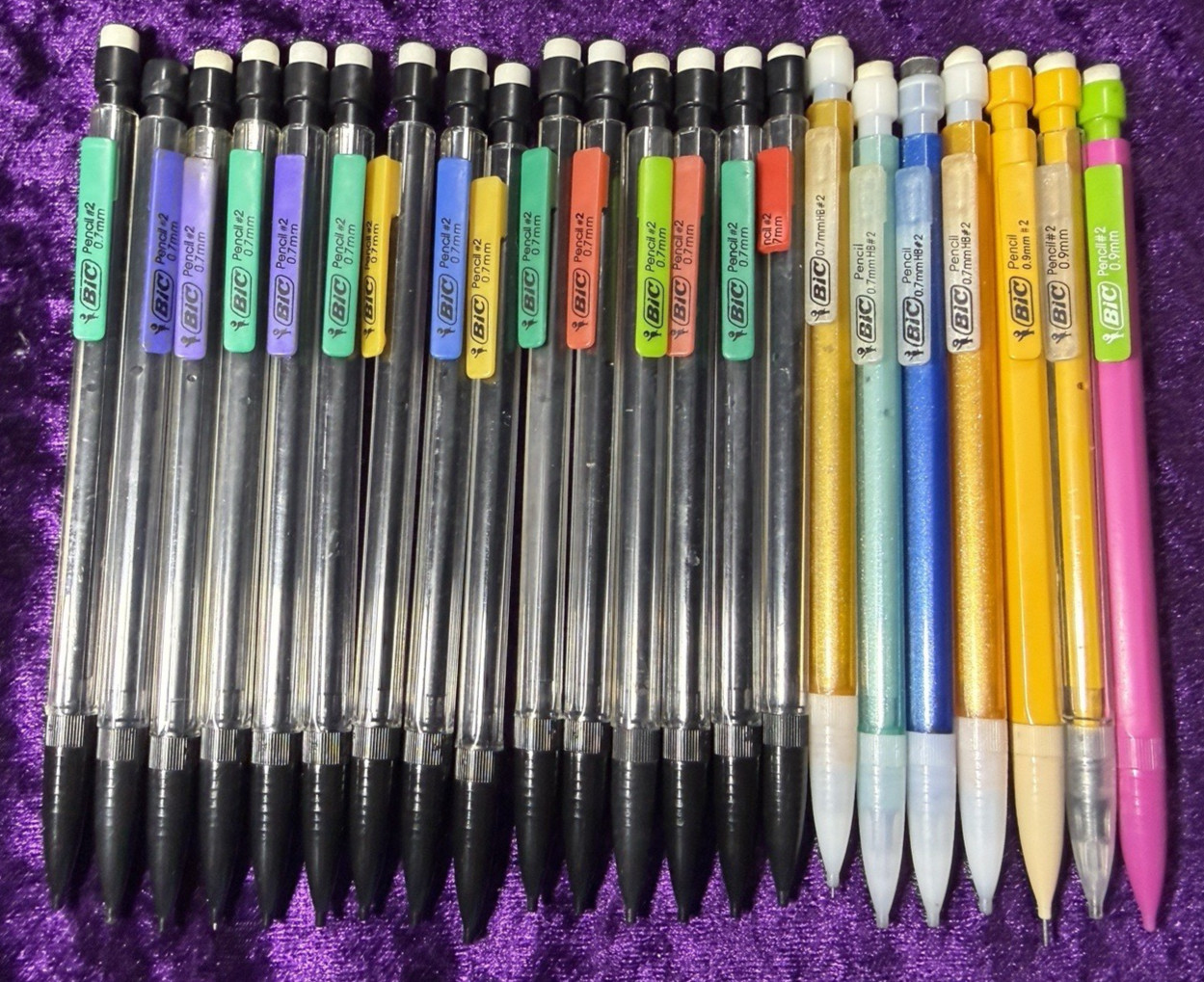 Bic Mechanical Pencil Lot 0.7mm 0.9mm Assorted Sparkle Clear Xtra Smooth