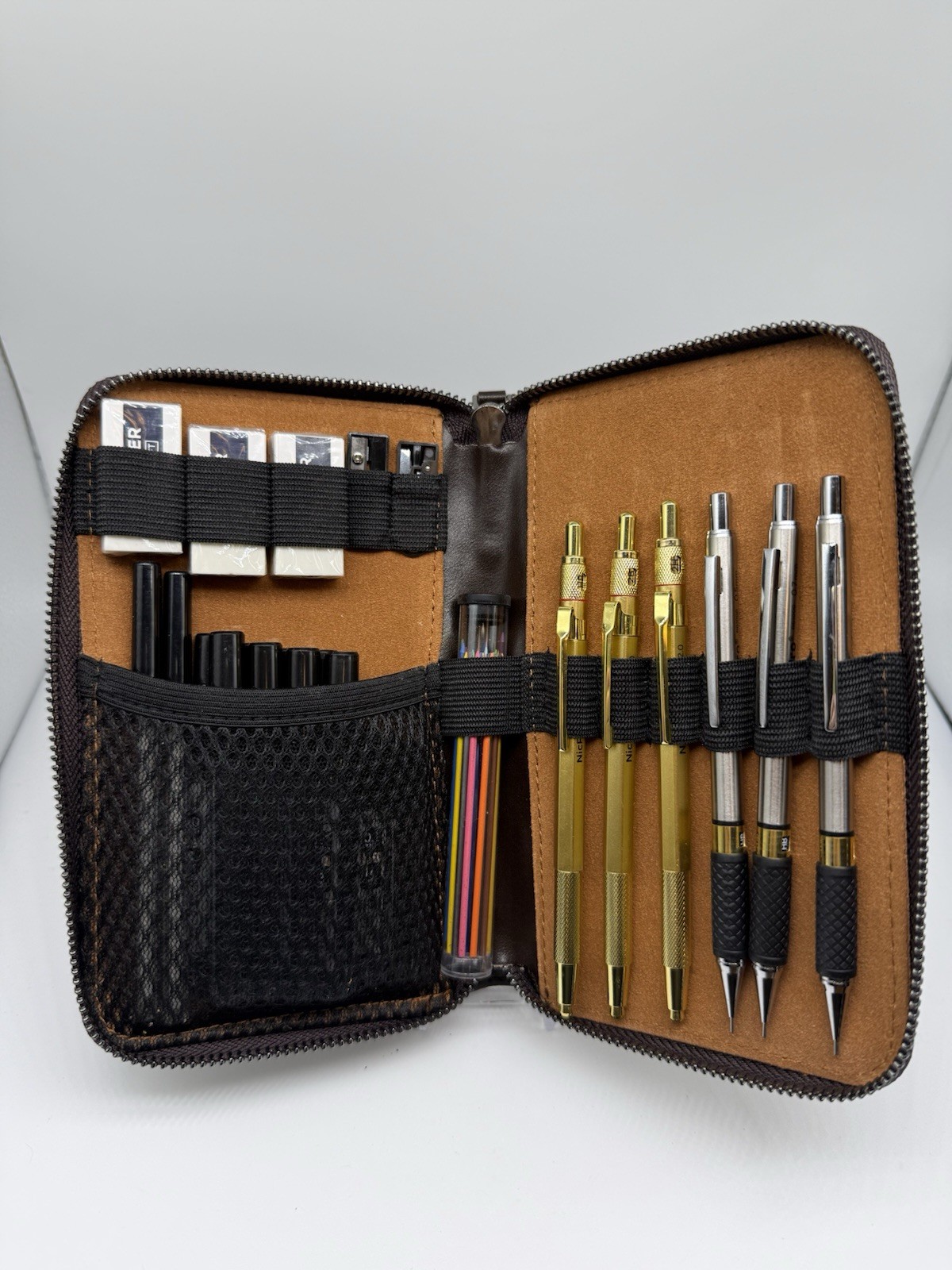 Nicpro 30PCS Art Mechanical Pencil Set in Leather Case, Metal Drafting Pencil 0.